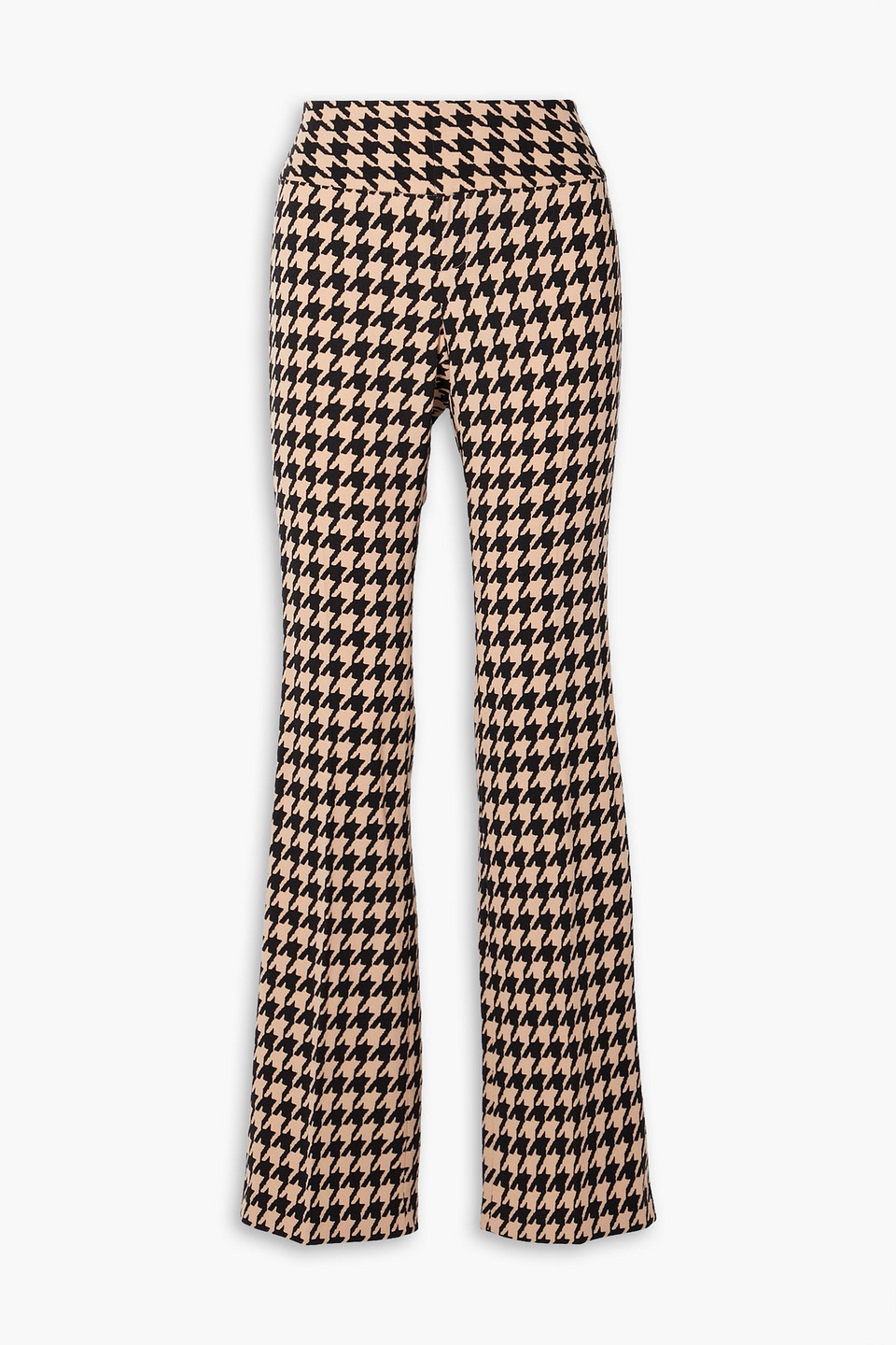 Alice And Olivia Olivia Houndstooth Crepe Bootcut Trousers In Brown