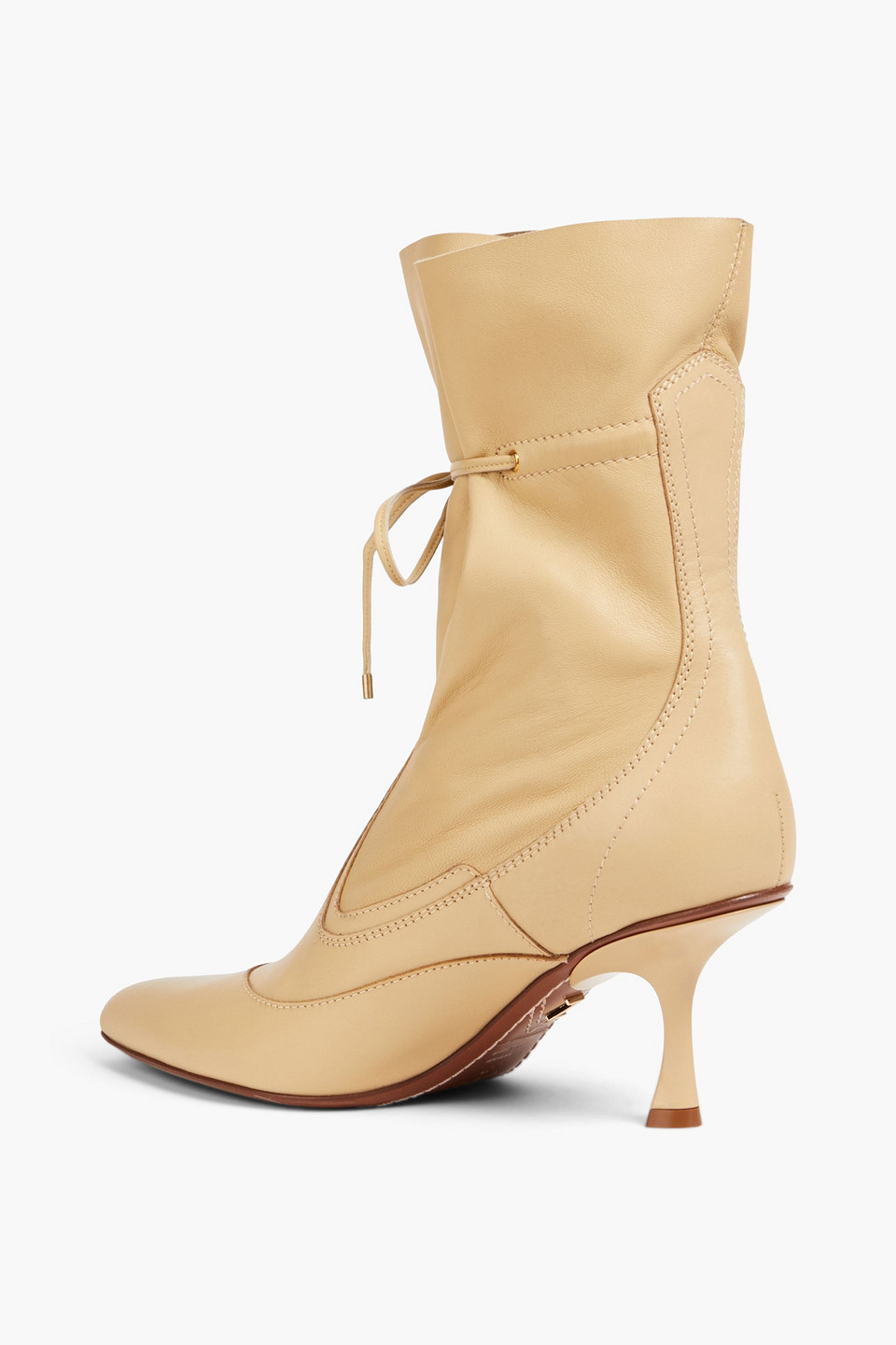 Shop Zimmermann Tie-detailed Leather Ankle Boots In Beige