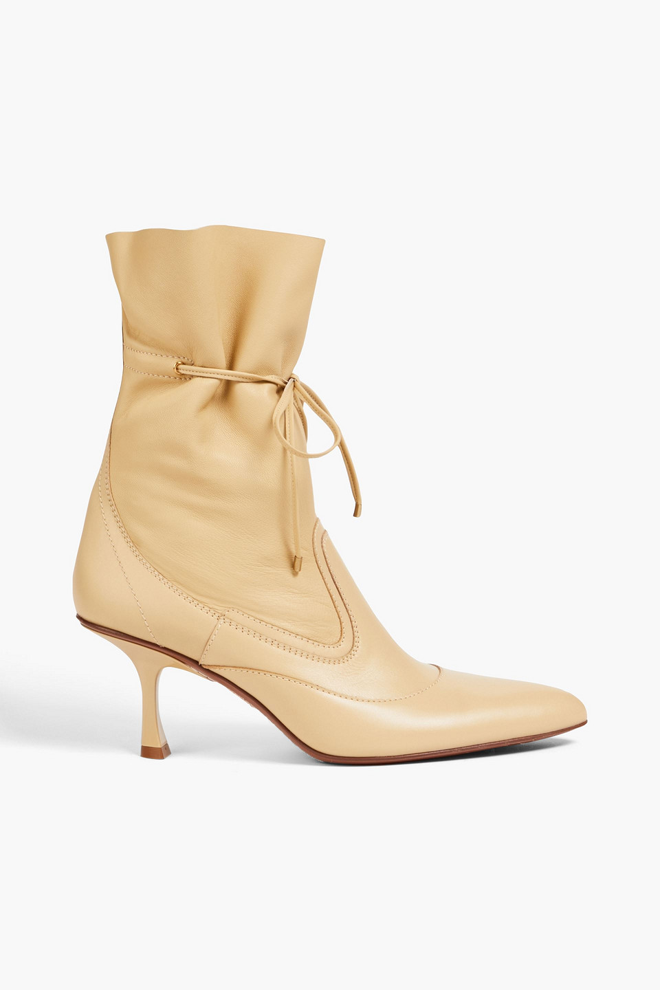 Shop Zimmermann Tie-detailed Leather Ankle Boots In Beige