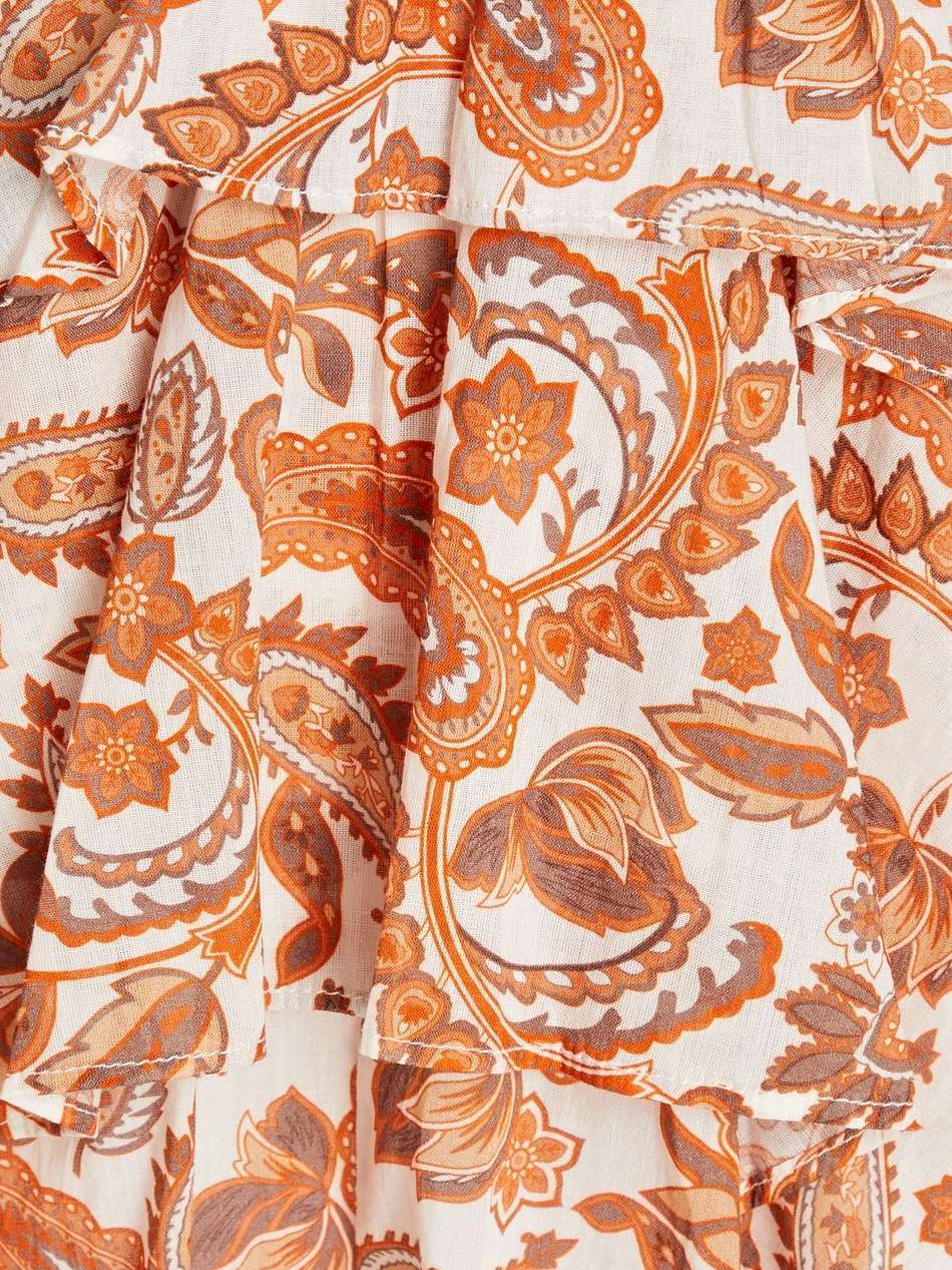 tiered paisley-print cotton midi skirt