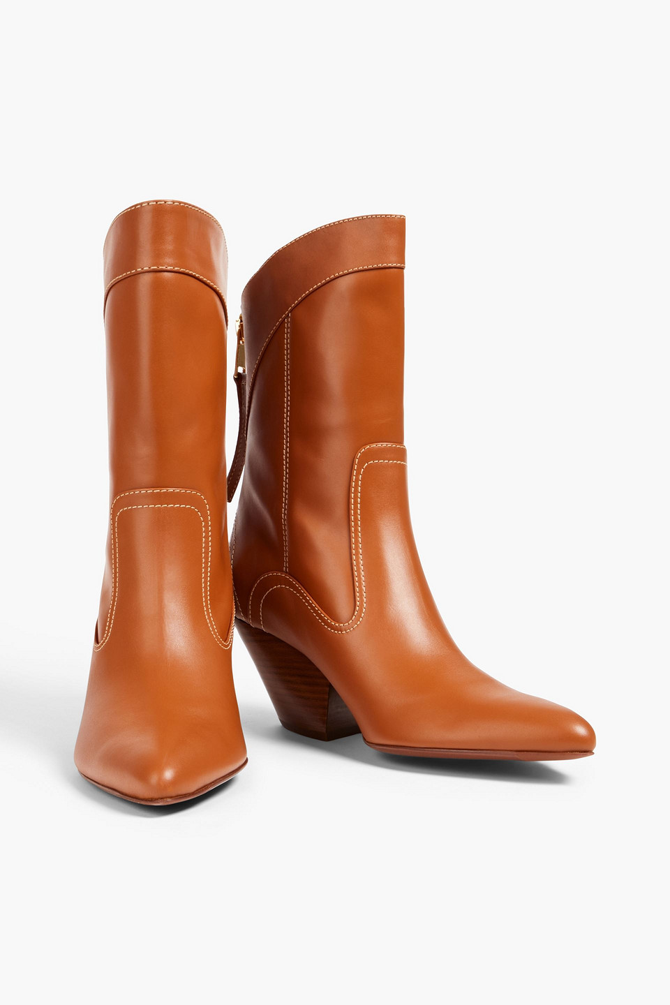 Shop Zimmermann Leather Cowboy Boots In Tan