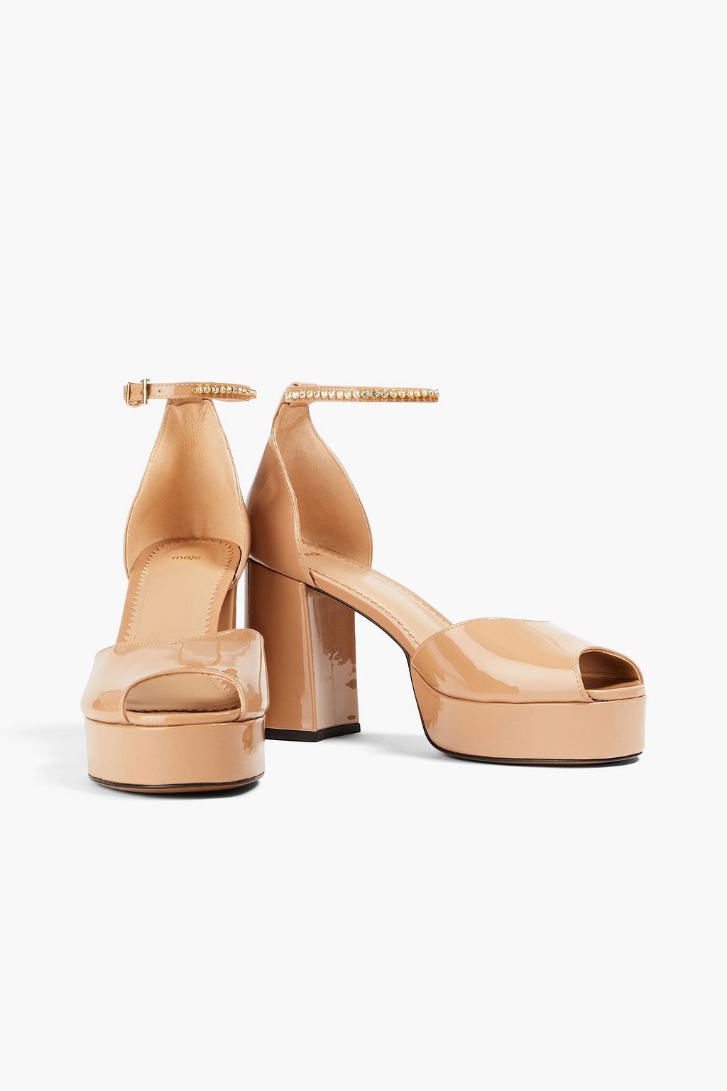 MAJE Crystal-embellished patent-leather pumps