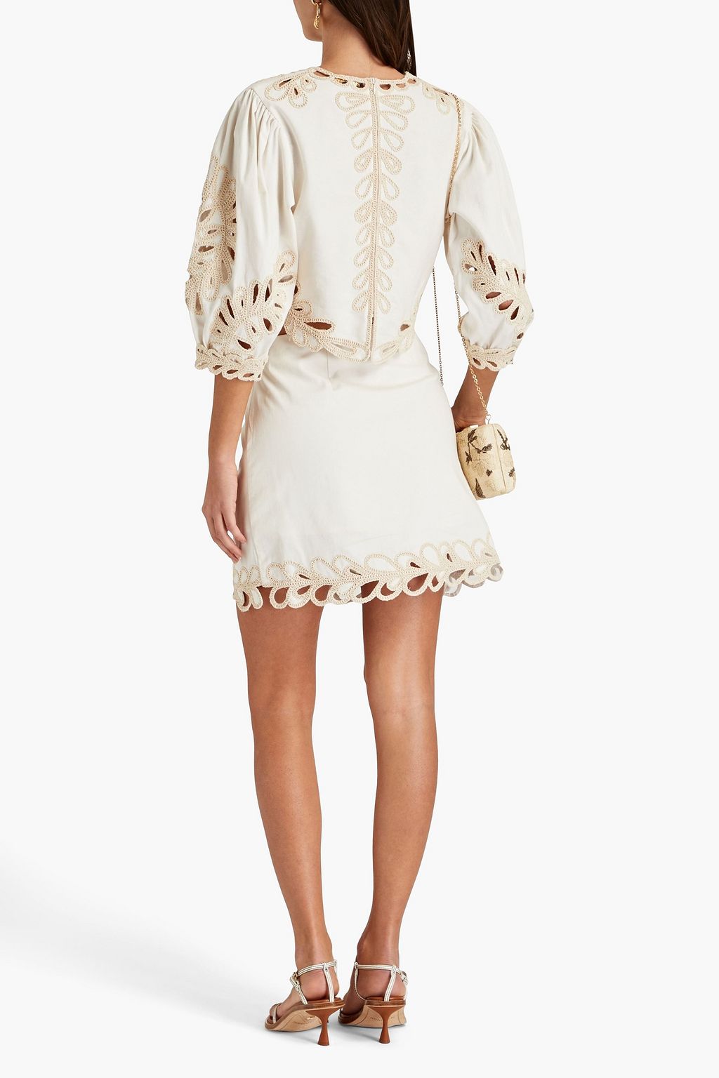 MAJE Broderie anglaise cotton mini skirt