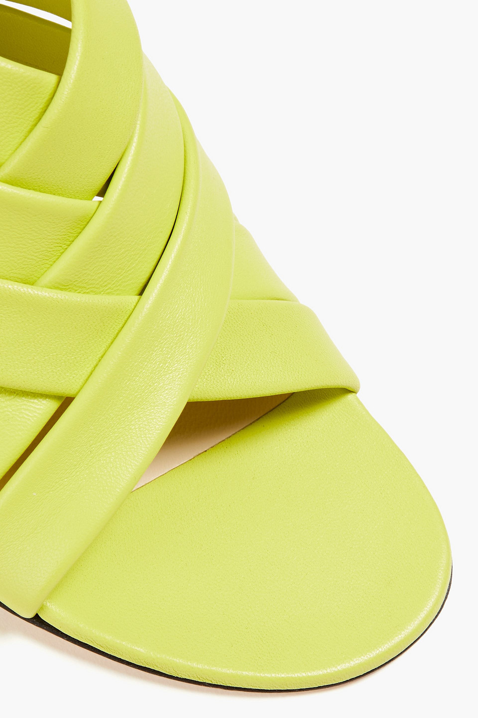 Shop Wandler Neon Pebbled-leather Mules In Lime Green