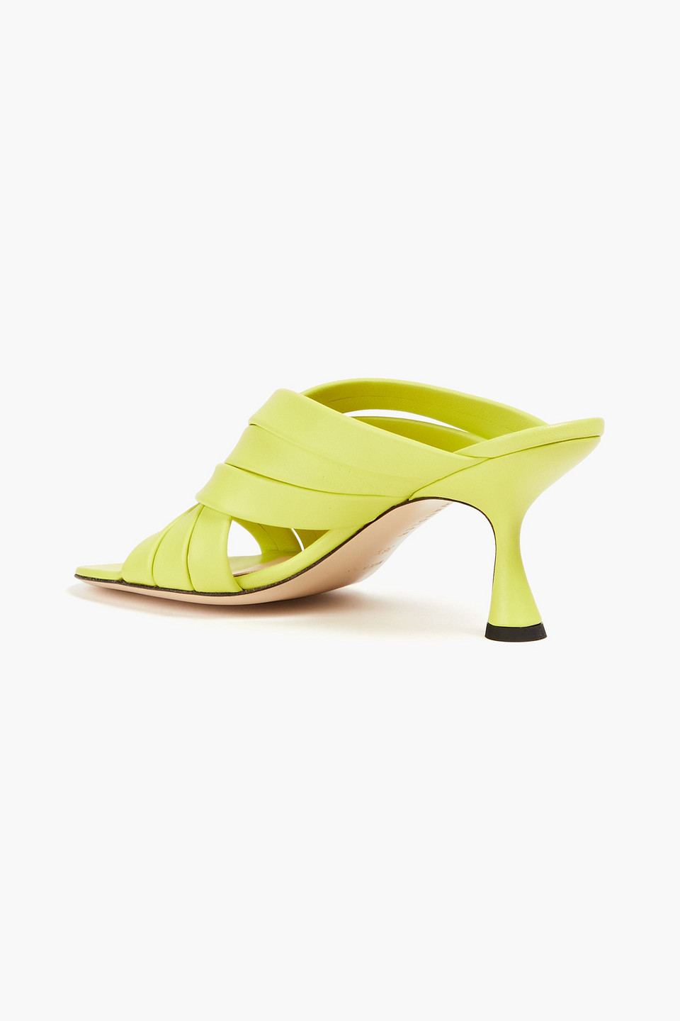 Shop Wandler Neon Pebbled-leather Mules In Lime Green