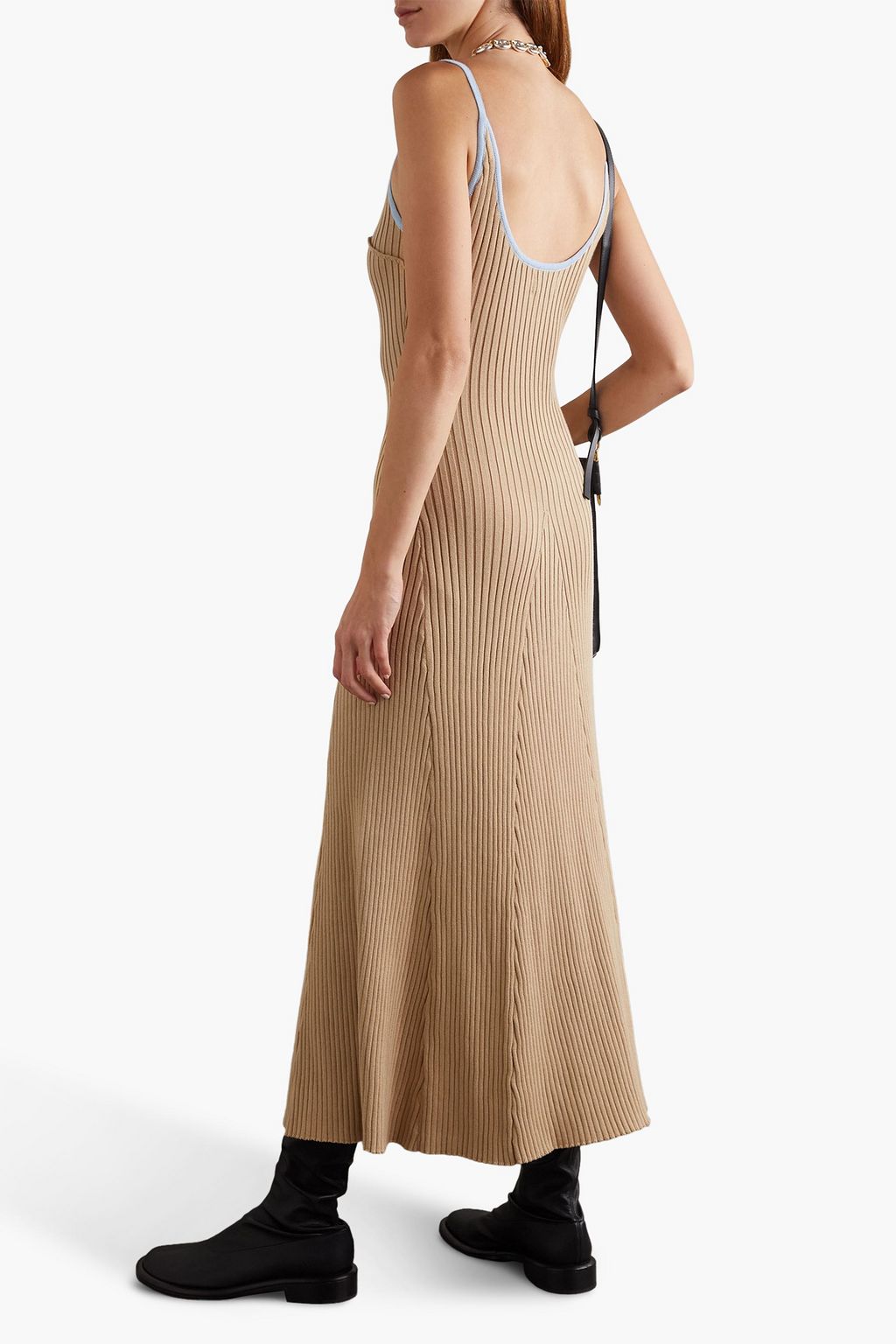 Sand Scarlet ribbed cottonjersey midi dress ANNA QUAN THE