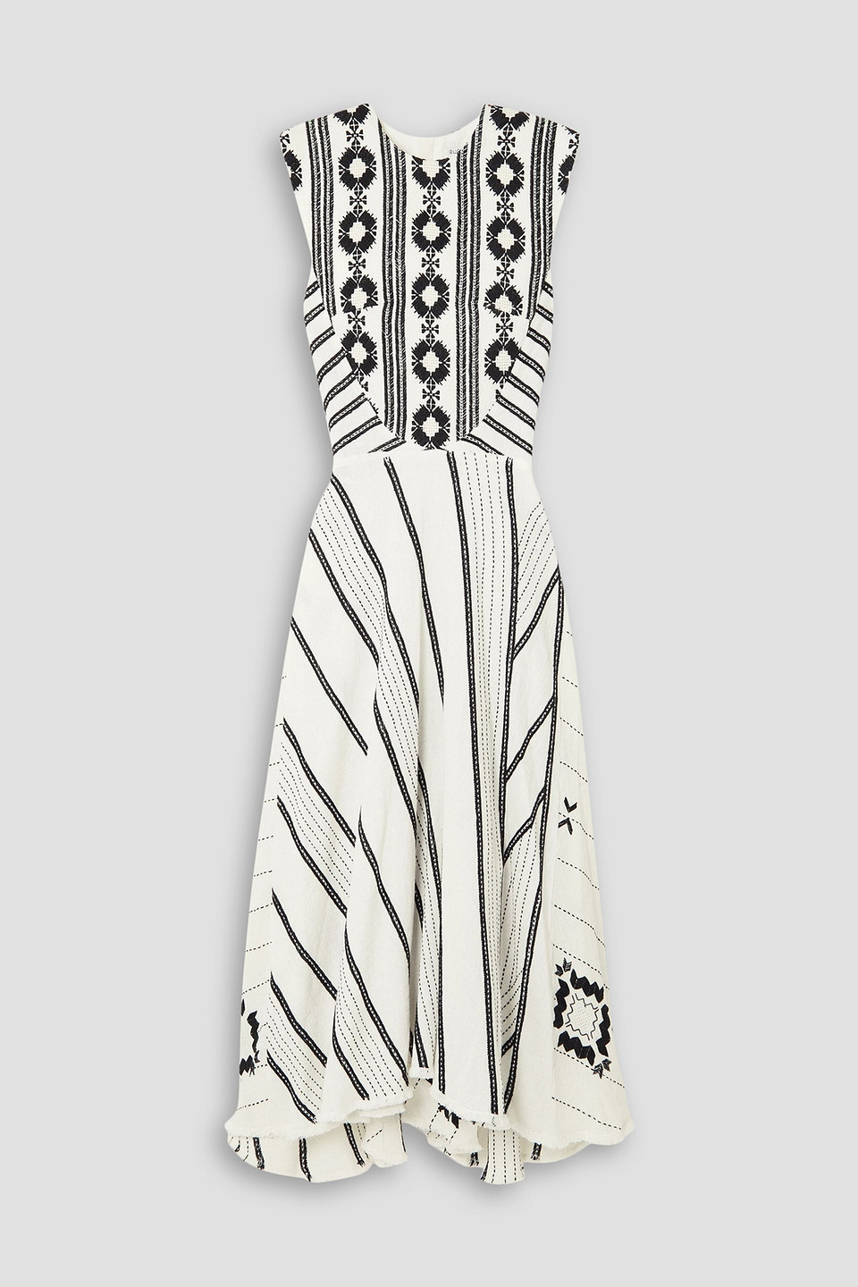 RUE MARISCAL ASYMMETRIC EMBROIDERED COTTON MIDI DRESS 3074457345635429653