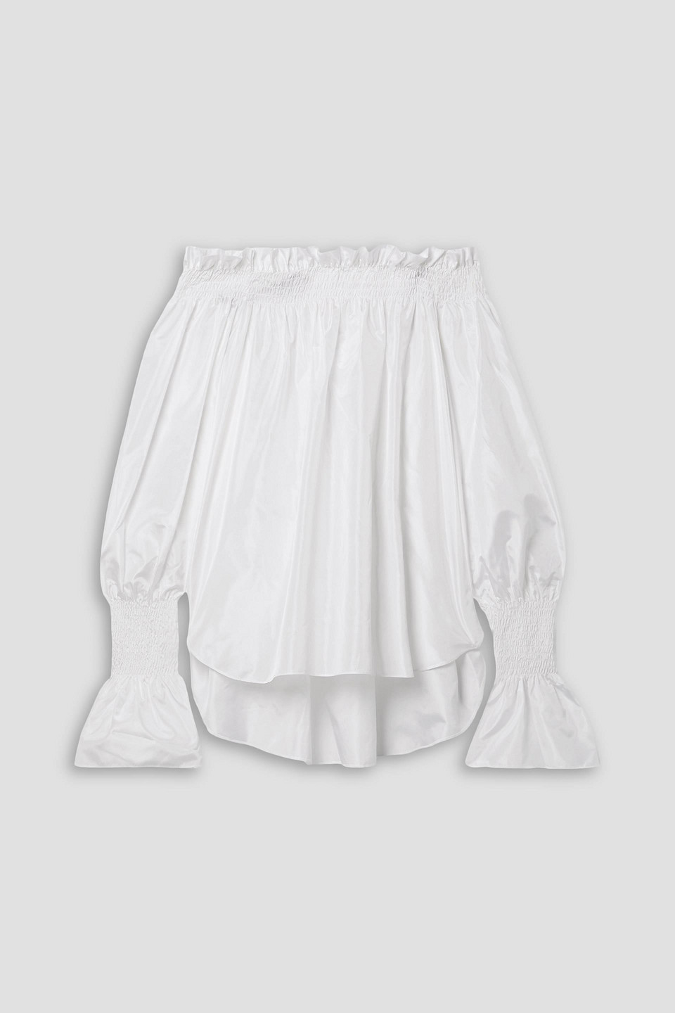 Adam Lippes Sade Off-the-shoulder Shirred Silk-taffeta Top In White