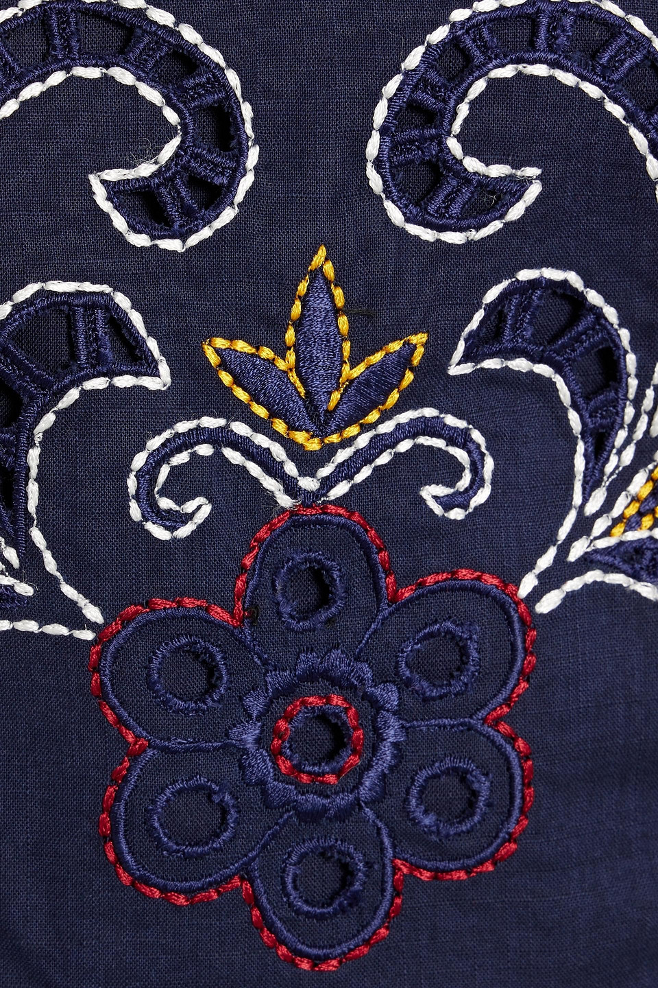 Sachin & Babi Kiki Cropped Embroidered Broderie Anglaise Cotton Top In Navy