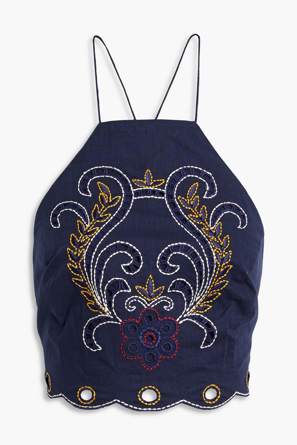 Sachin & Babi Kiki Cropped Embroidered Broderie Anglaise Cotton Top In Blue