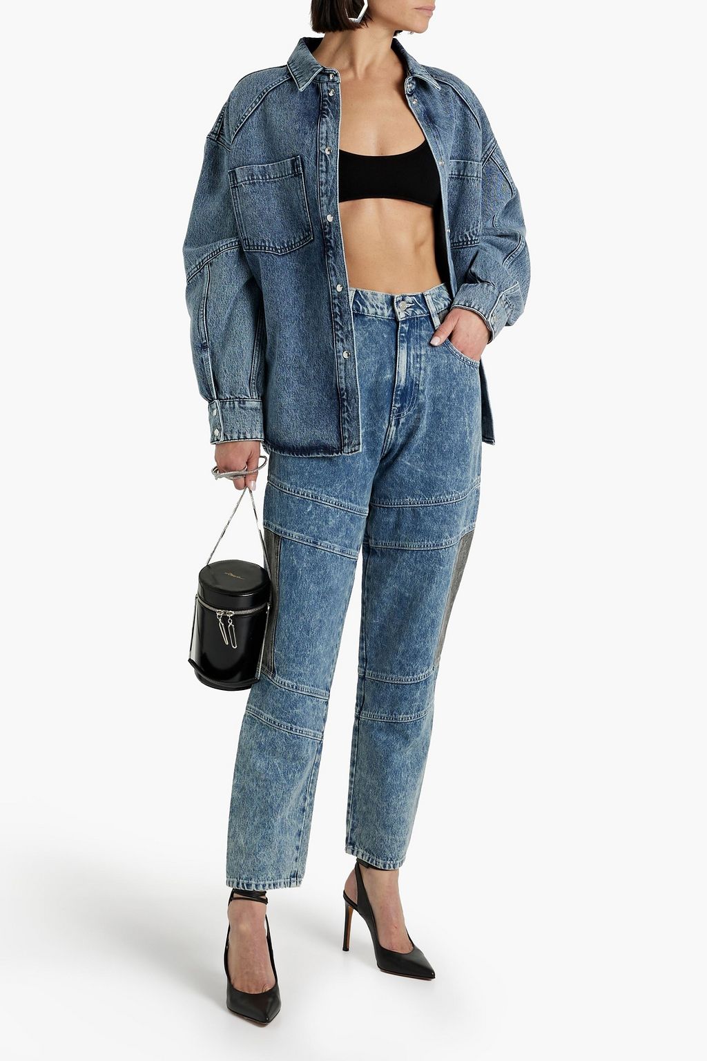 IRO Verrie patchwork high-rise tapered jeans