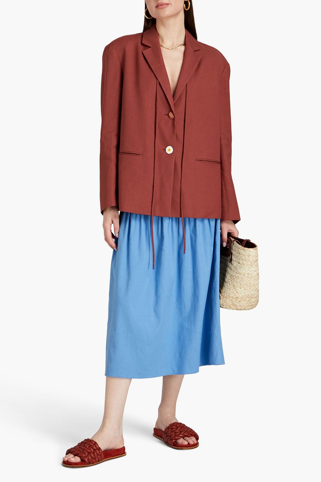 REJINA PYO Ashley Blazer aus Twill aus einer Leinenmischung mit Bindedetail
