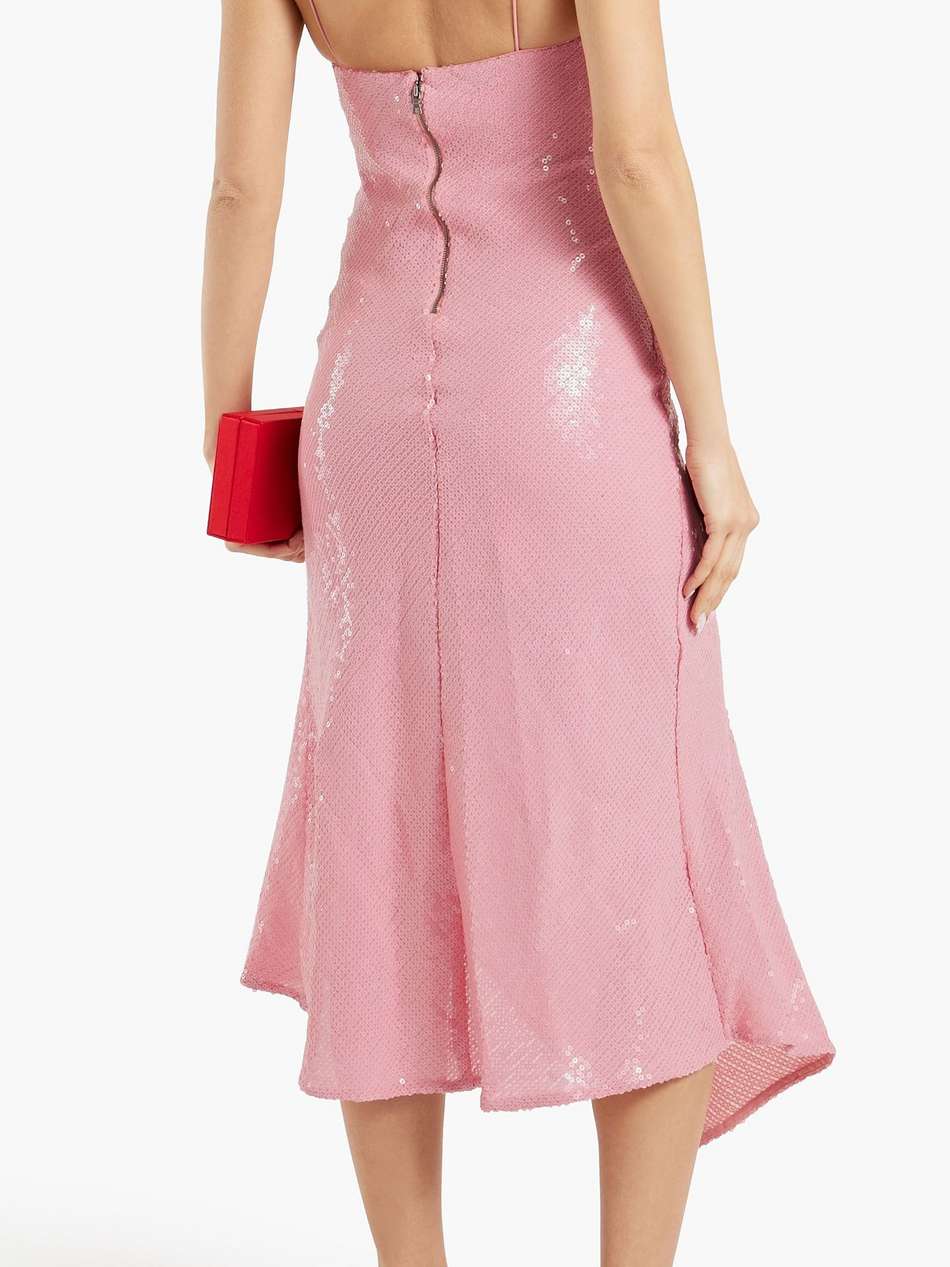 harmony asymmetric sequined chiffon midi dress