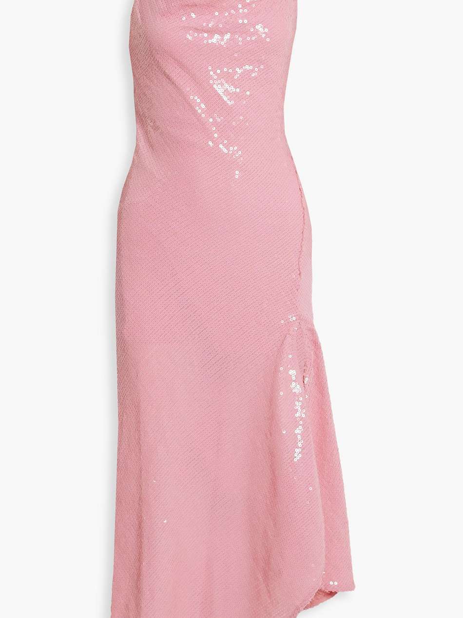 harmony asymmetric sequined chiffon midi dress