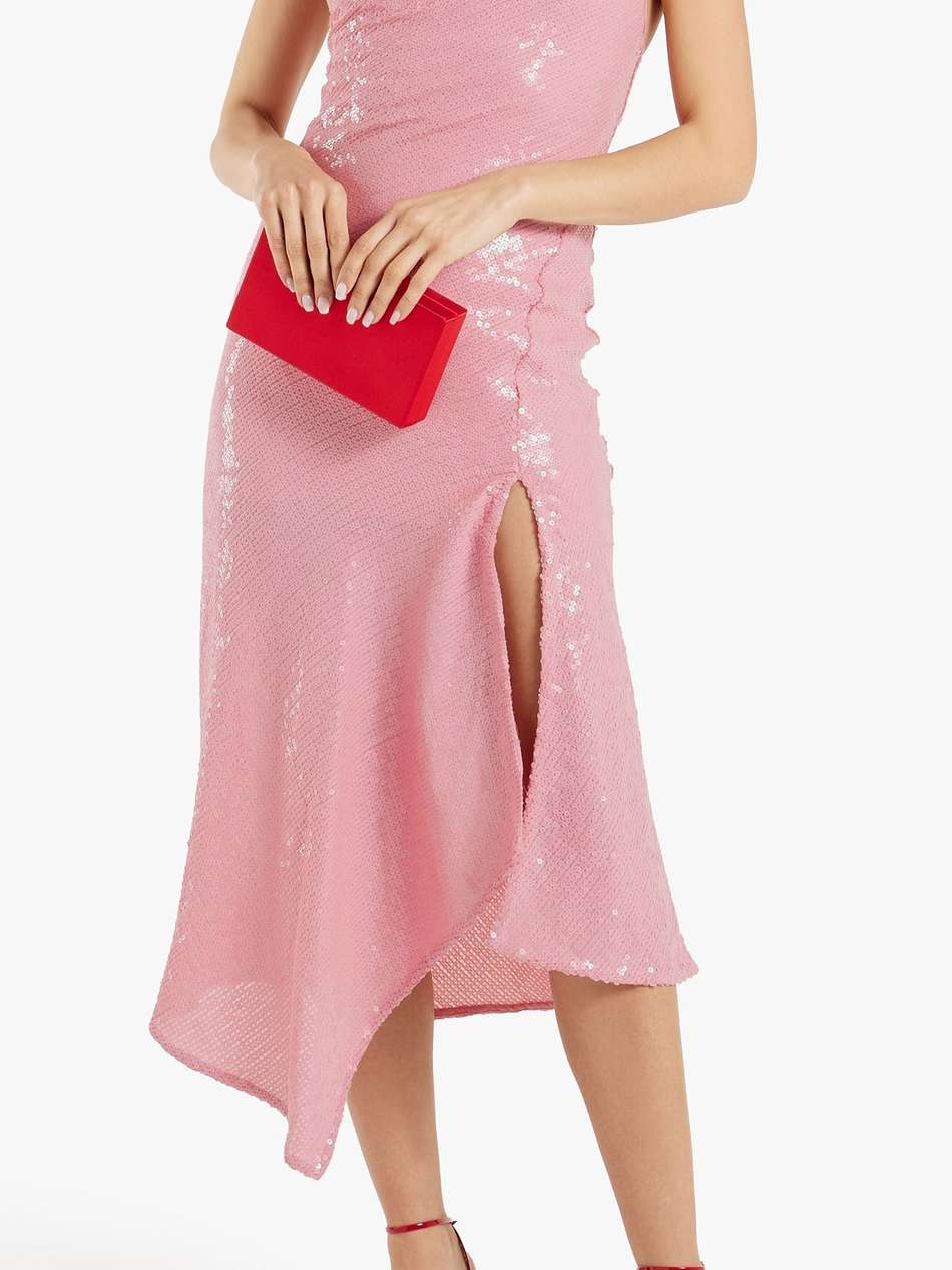 harmony asymmetric sequined chiffon midi dress