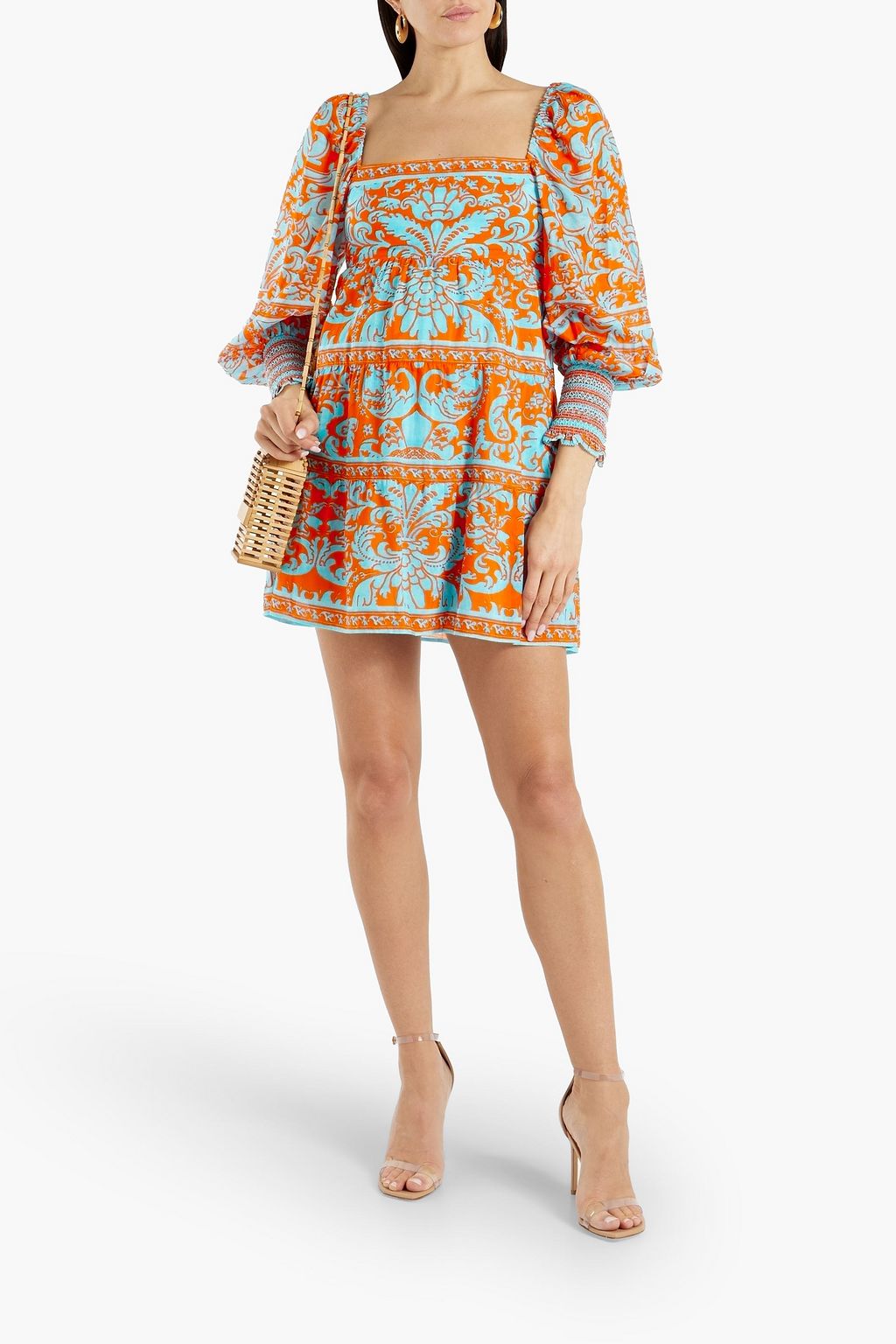 ALICE + OLIVIA Rowen gathered printed cotton and silk-blend voile mini dress