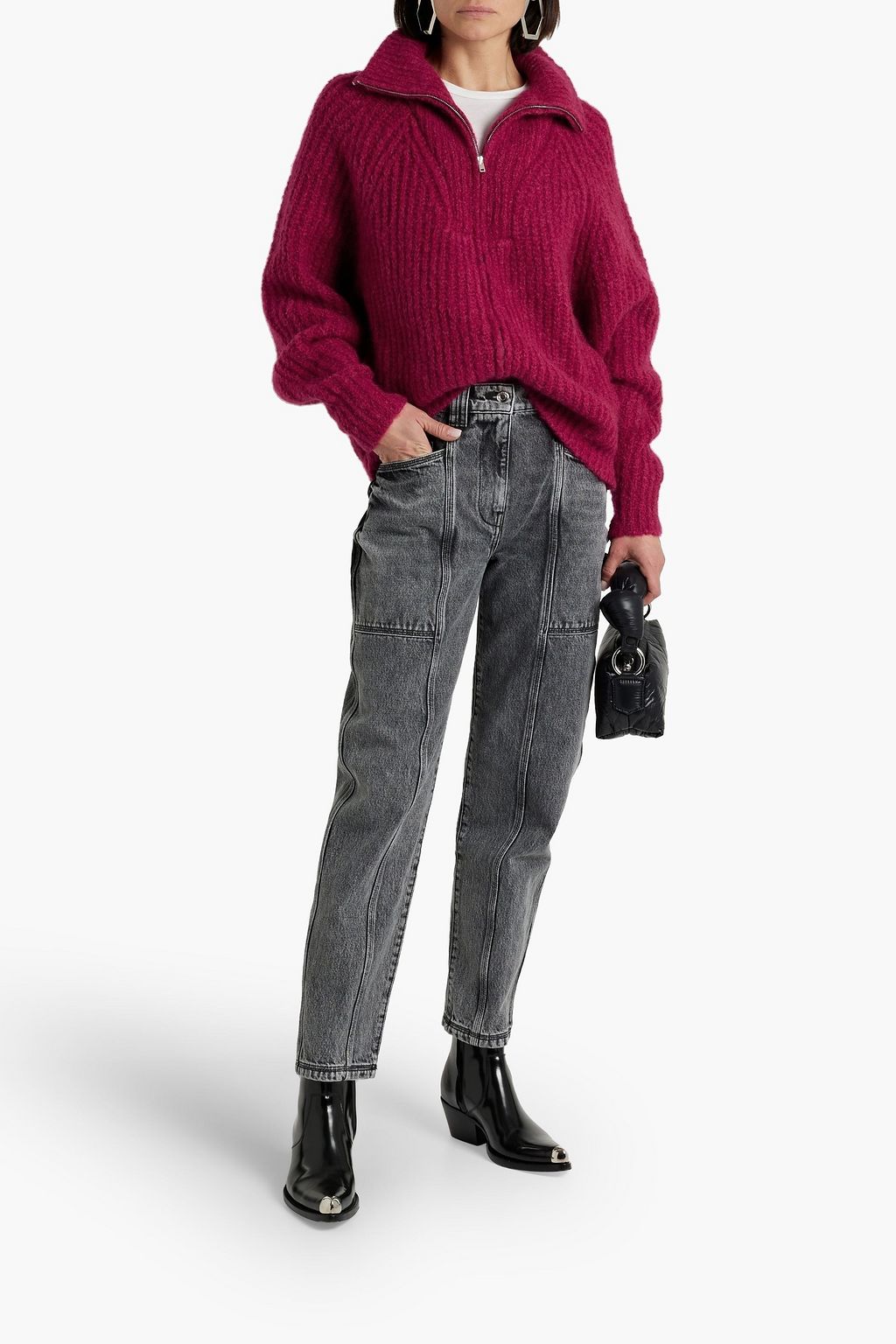 IRO Elida ribbed mohair-blend zip-up sweater
