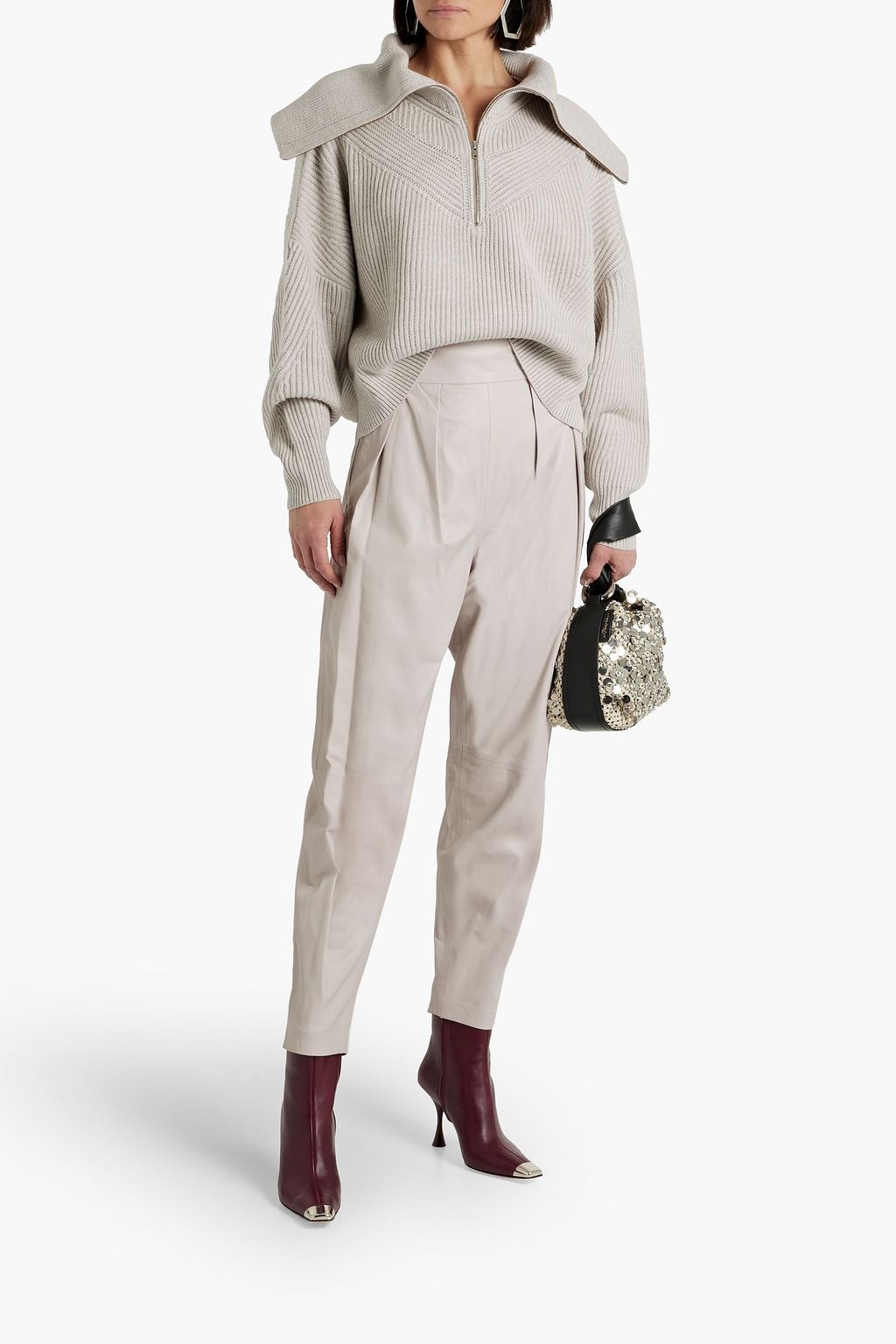 IRO Bisho pleated leather tapered pants