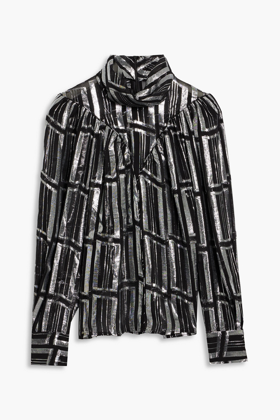 Iro Claireta Metallic Fil Coupé Silk-blend Chiffon Blouse In Silver