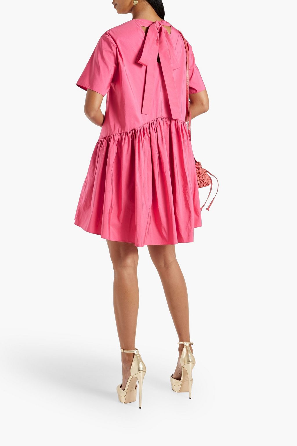 VALENTINO GARAVANI Gathered cotton-blend taffeta mini dress