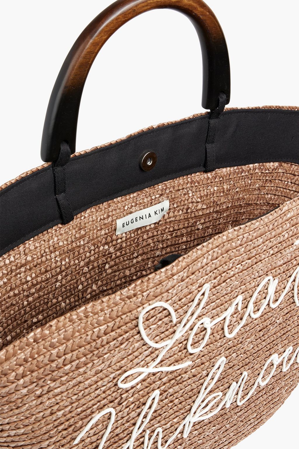 EUGENIA KIM Carlotta suede-trimmed straw tote