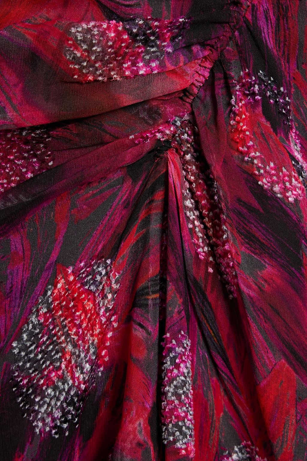 IRO Paolina draped printed fil coupé silk-blend chiffon mini dress