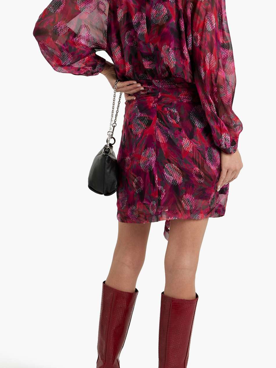 paolina ruched printed fil coupé silk-blend chiffon mini dress