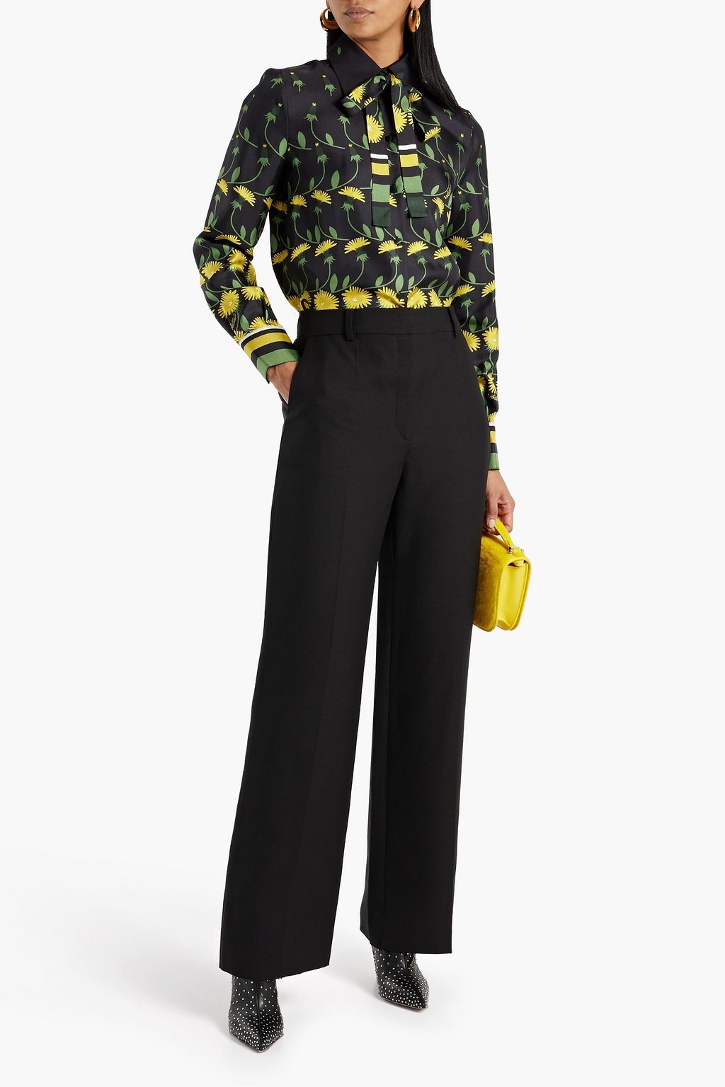 VALENTINO GARAVANI Wool and silk-blend crepe wide-leg pants