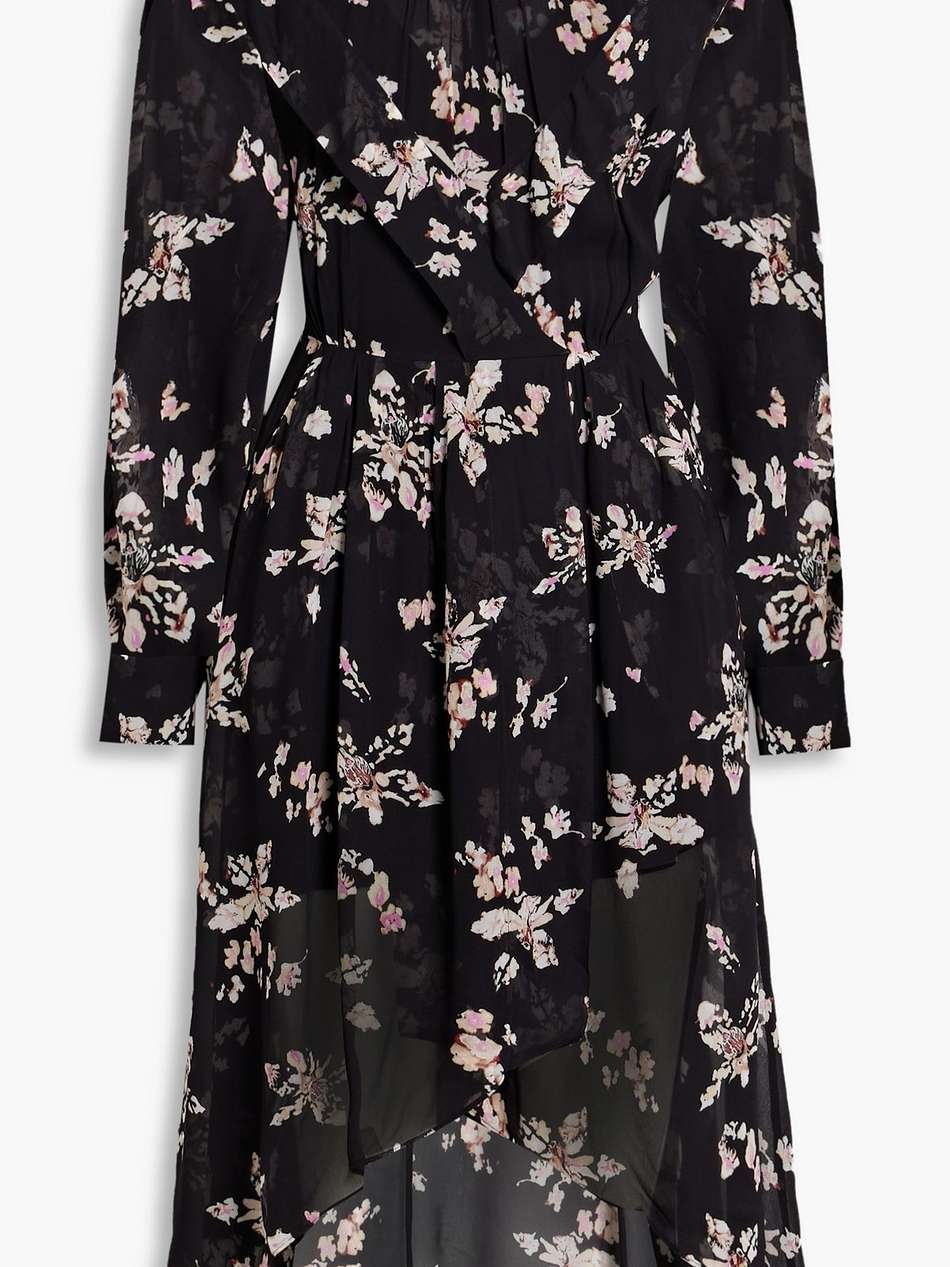 iliona asymmetric floral-print chiffon dress