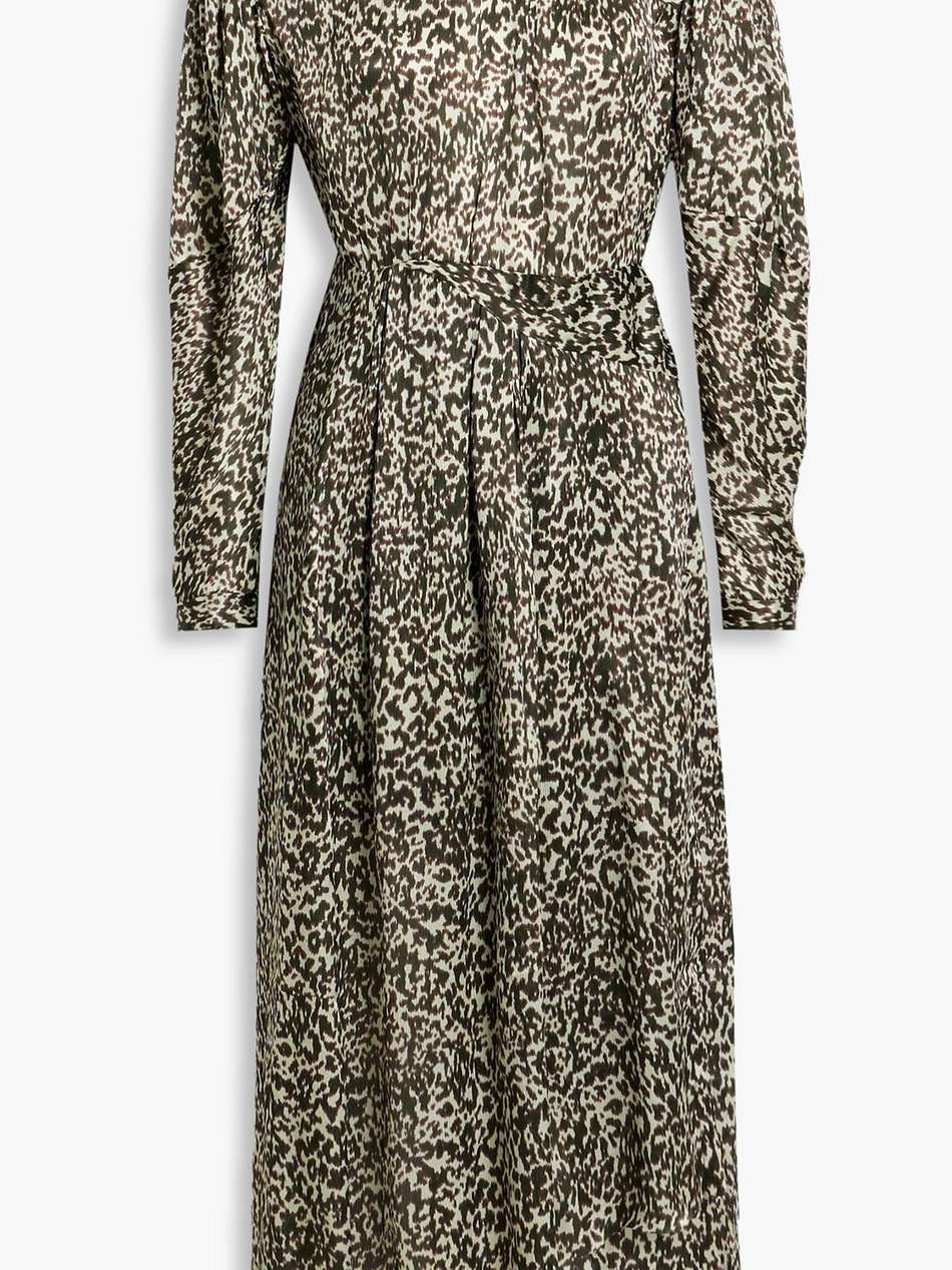 romeri pleated leopard-print silk-crepon midi dress