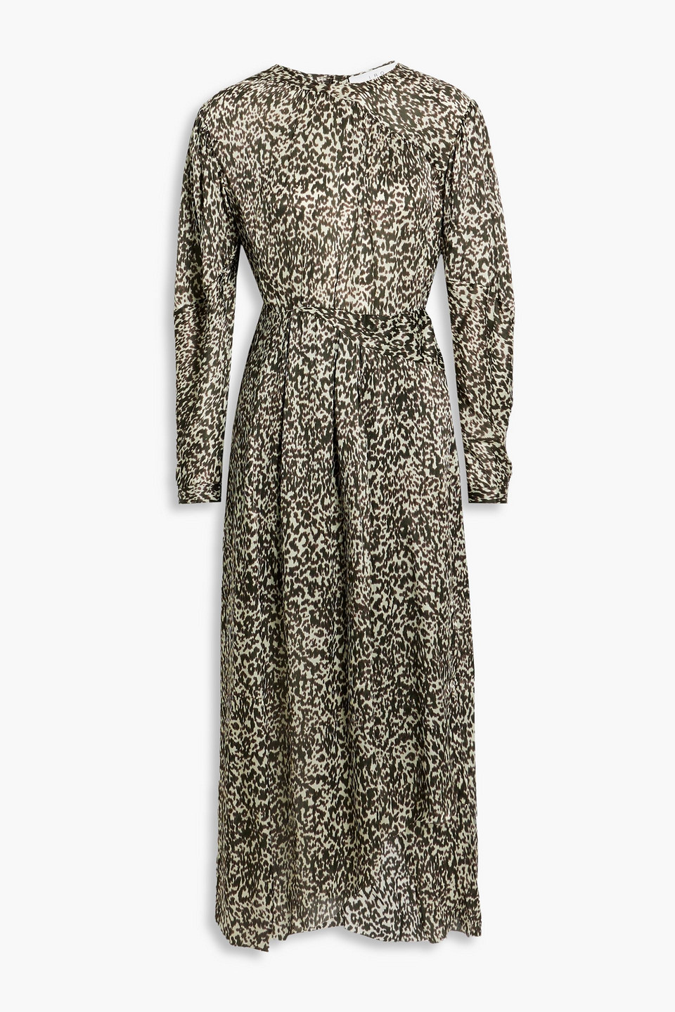 Iro Romeri Pleated Leopard-print Silk-crepon Midi Dress In Animal Print