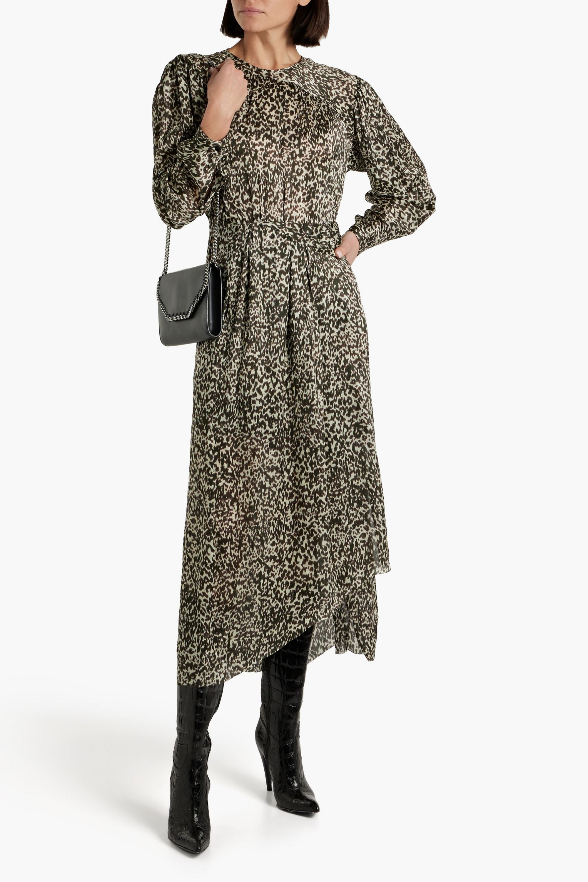 IRO Romeri pleated leopard-print silk-crepon midi dress