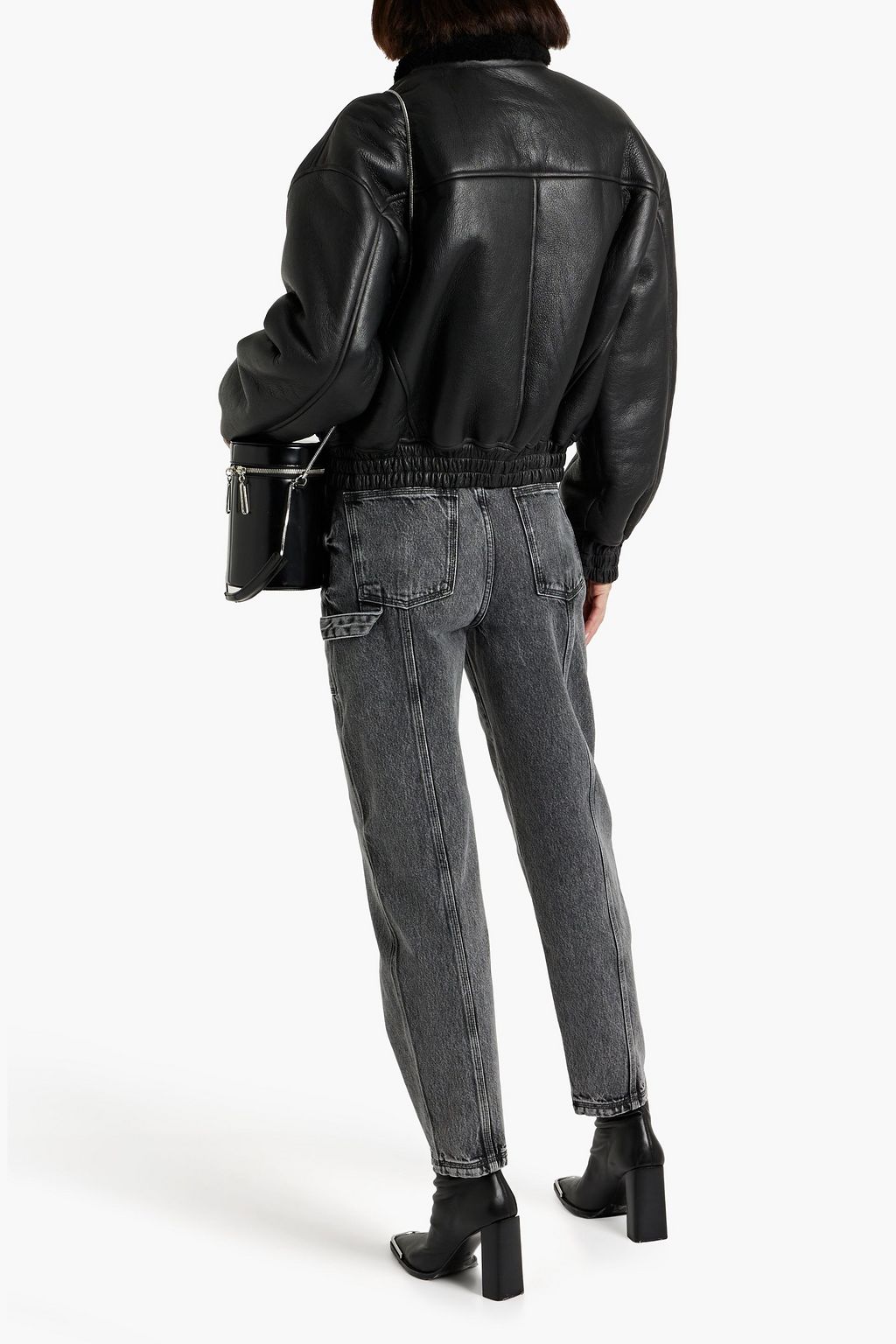 IRO Sougai shearling-trimmed leather bomber jacket