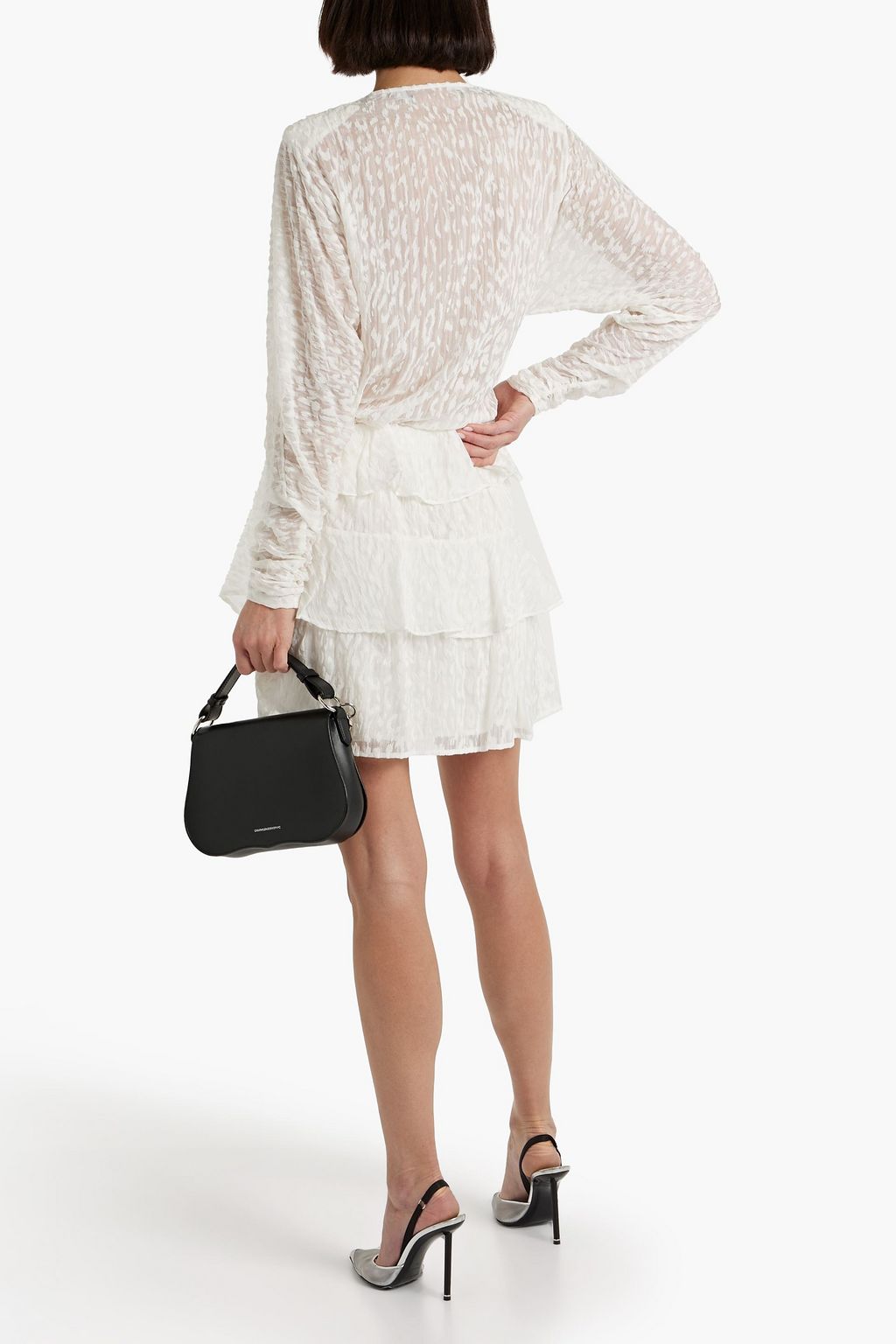 IRO Looks tiered devoré silk-chiffon mini skirt