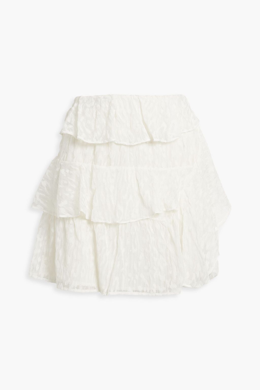 Looks tiered devore silk chiffon mini skirt ivory FR 34
