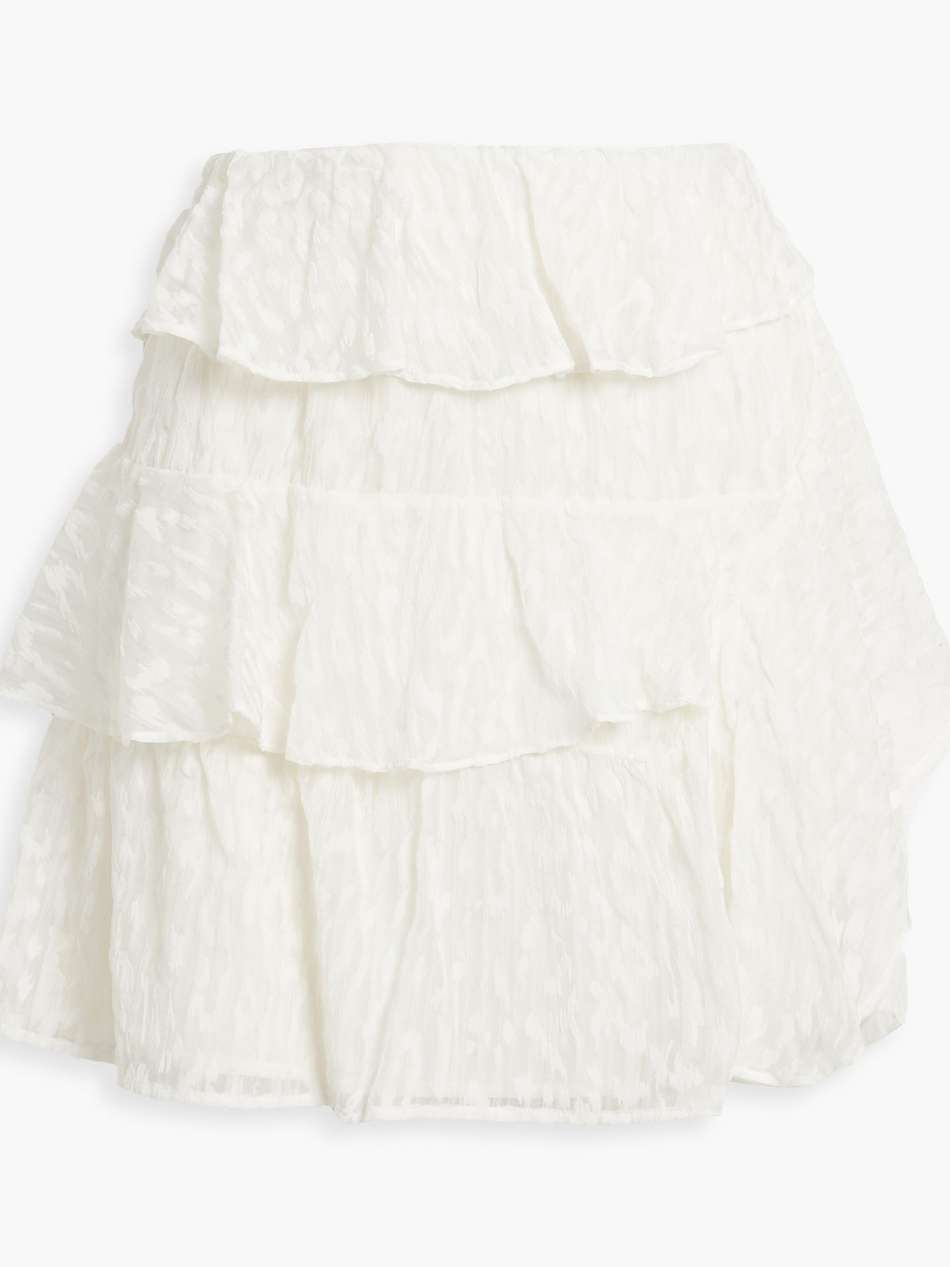 looks tiered devoré silk-chiffon mini skirt