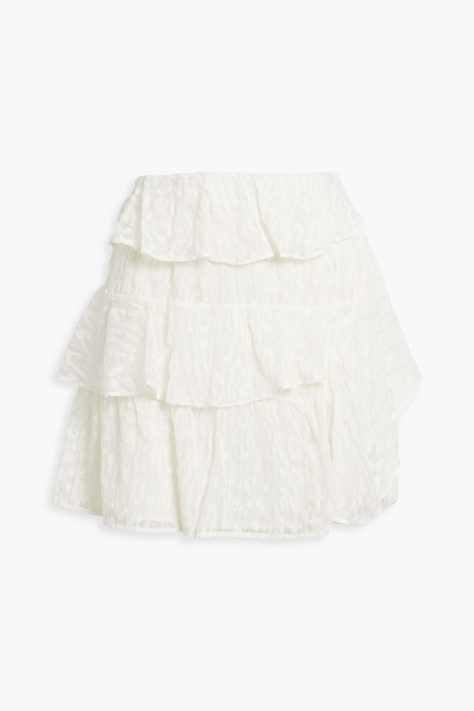 Iro Looks Tiered Devoré Silk-chiffon Mini Skirt In Ivory