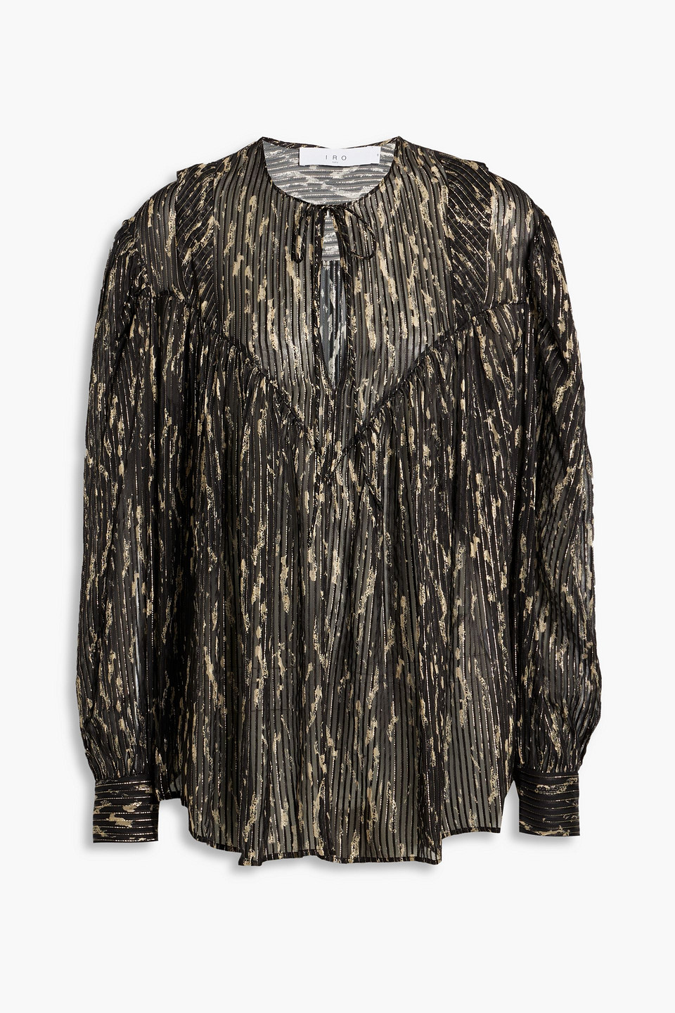 Iro Artya Metallic Printed Silk-blend-jacquard Blouse In Black