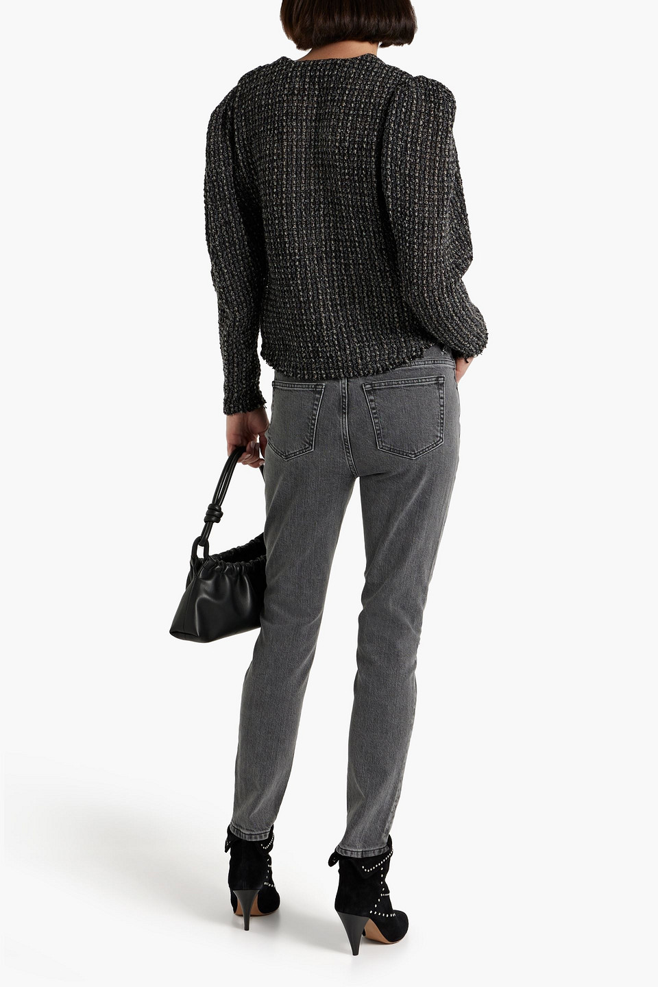 Iro Kent Pleated Metallic Bouclé-knit Top In Charcoal