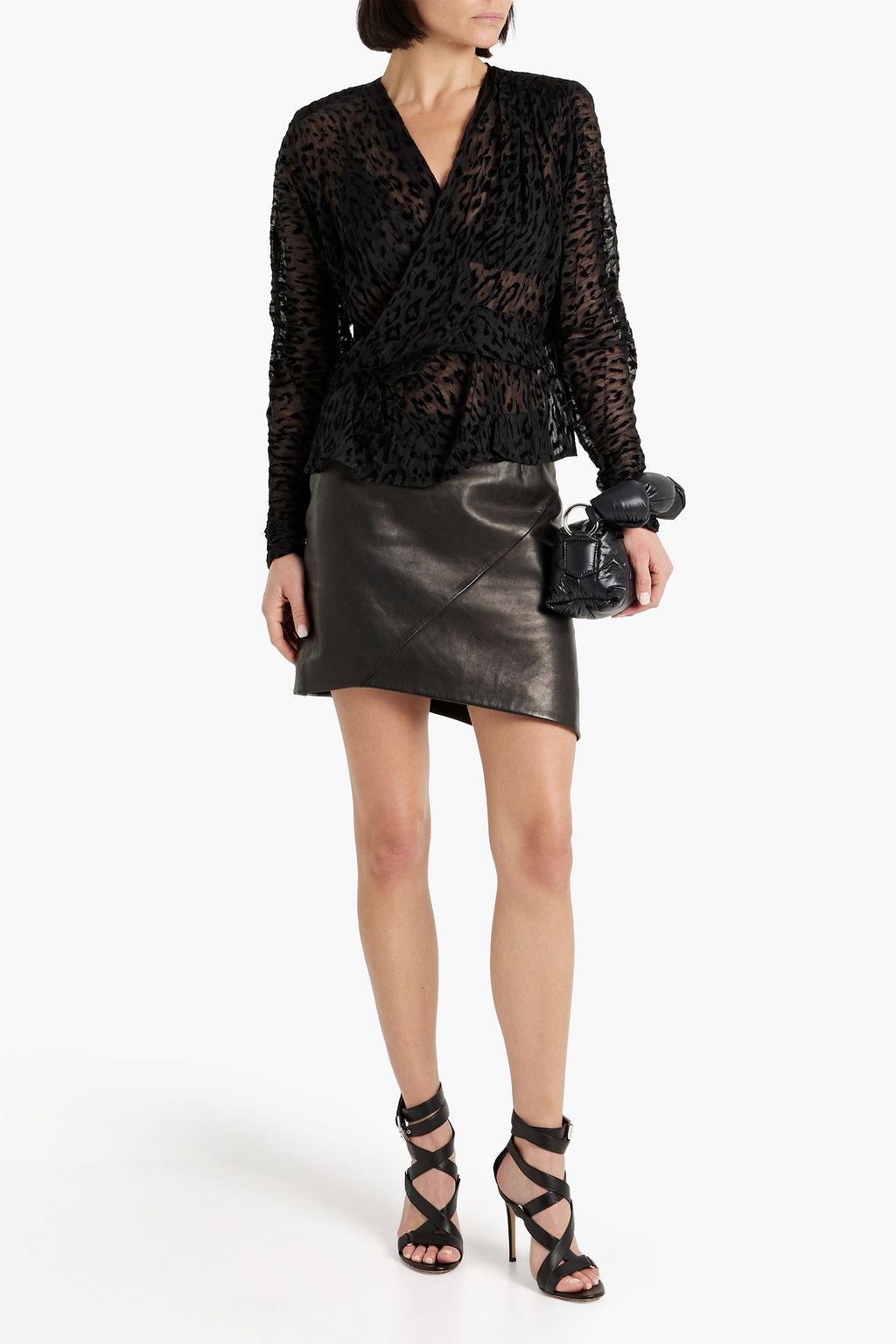 IRO Leny wrap-effect devoré silk-chiffon blouse