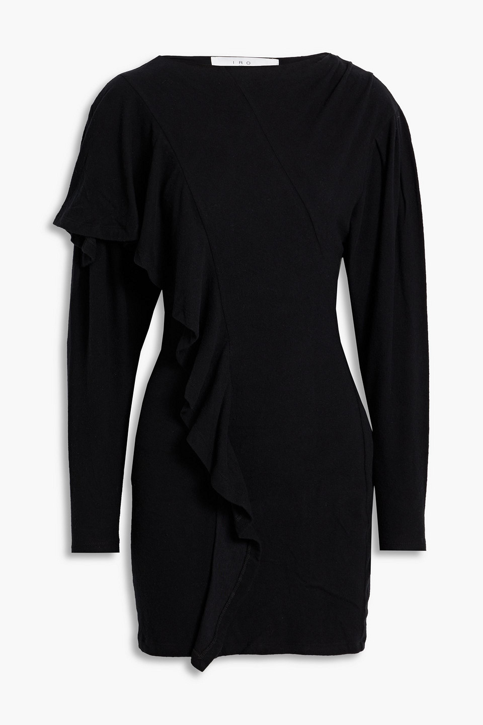 Iro Samina Ruffled Stretch-cotton Jersey Mini Dress In Black