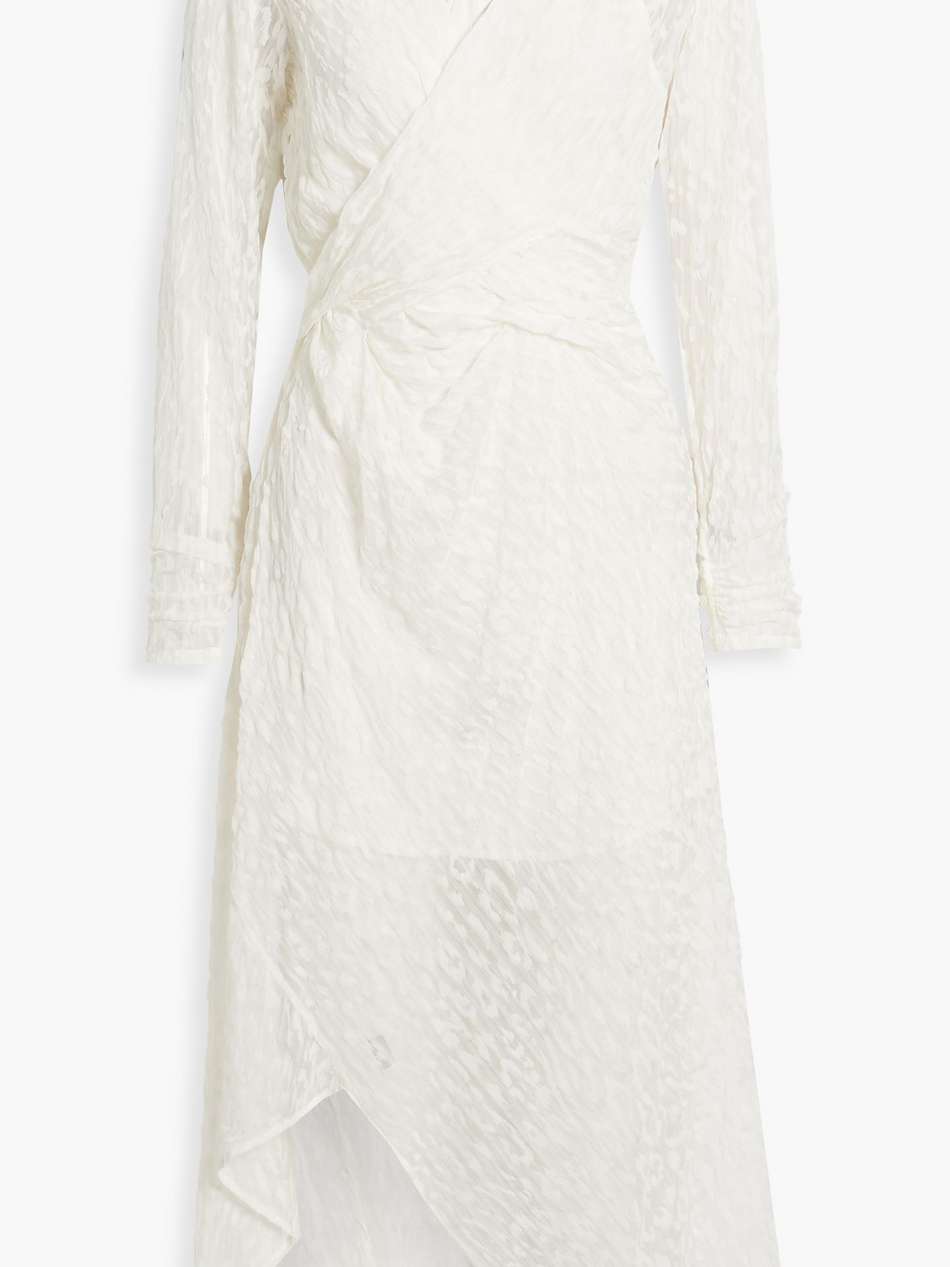 lexa wrap-effect devoré silk-chiffon midi dress