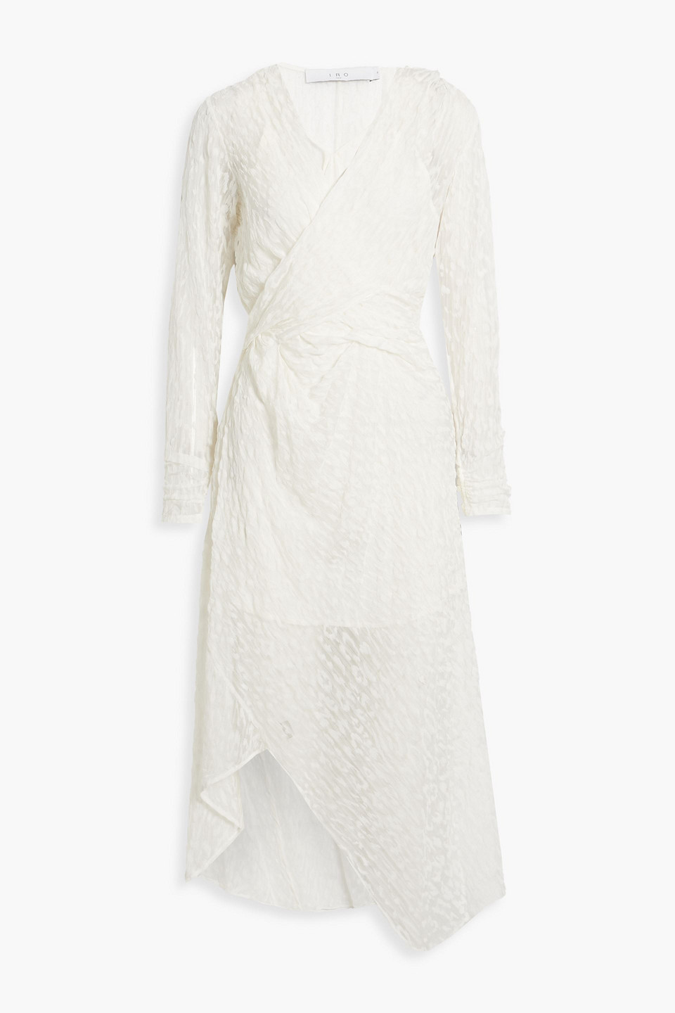 Shop Iro Lexa Wrap-effect Devoré Silk-chiffon Midi Dress In Ivory