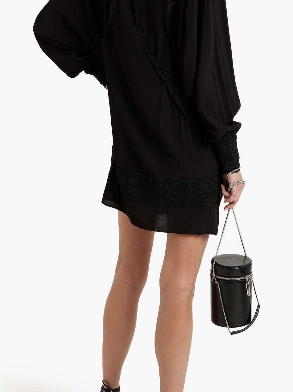 charsti guipure lace-paneled crepe mini dress