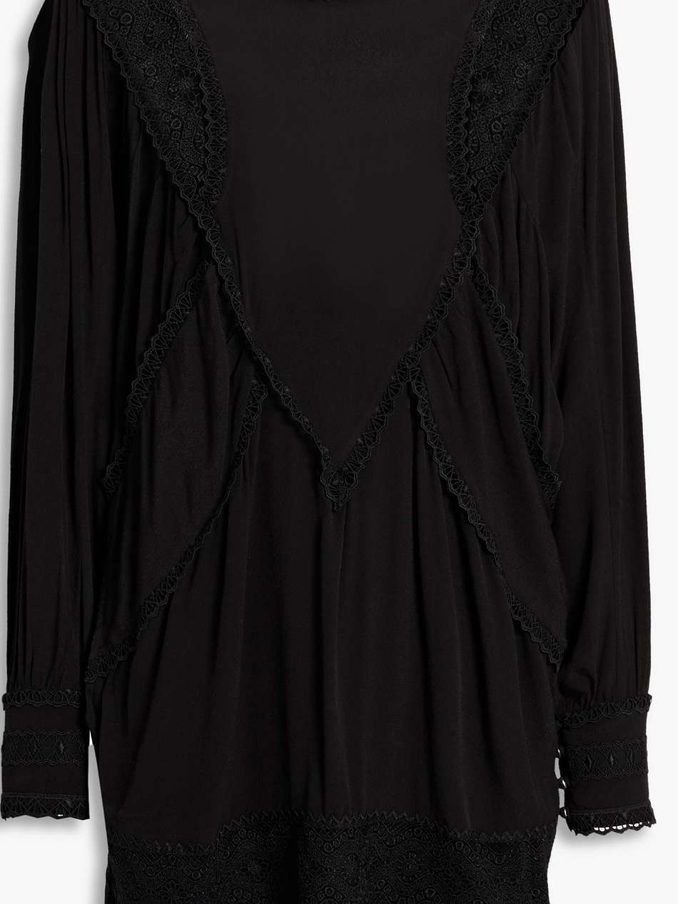 charsti guipure lace-paneled crepe mini dress