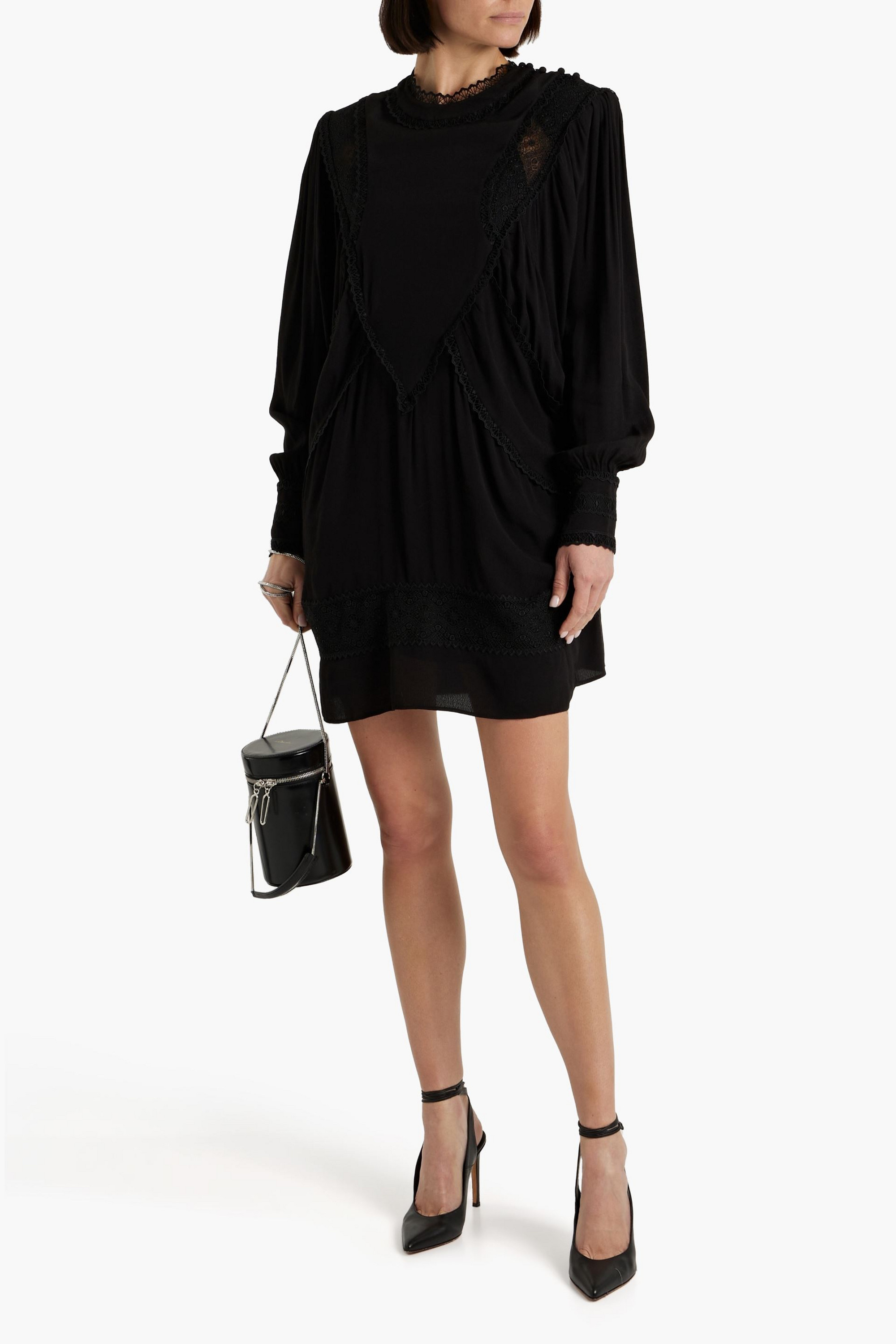 IRO Charsti guipure lace-paneled crepe mini dress
