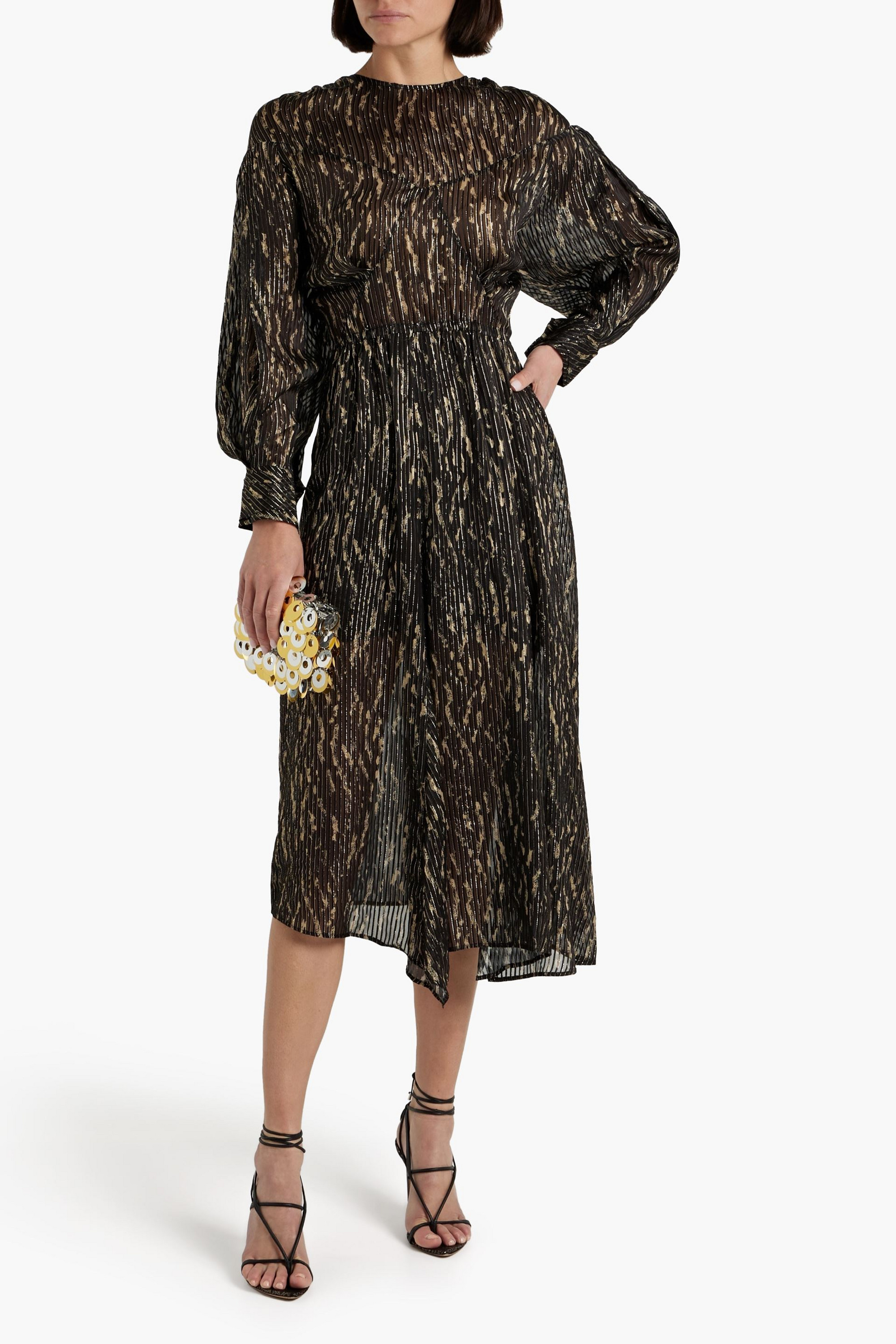 IRO Ansen metallic printed silk-blend jacquard midi dress