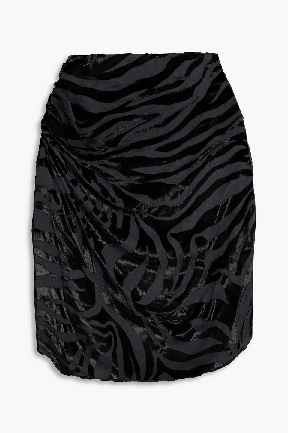 Iro Nizart Ruched Devoré-velvet Mini Skirt In Black