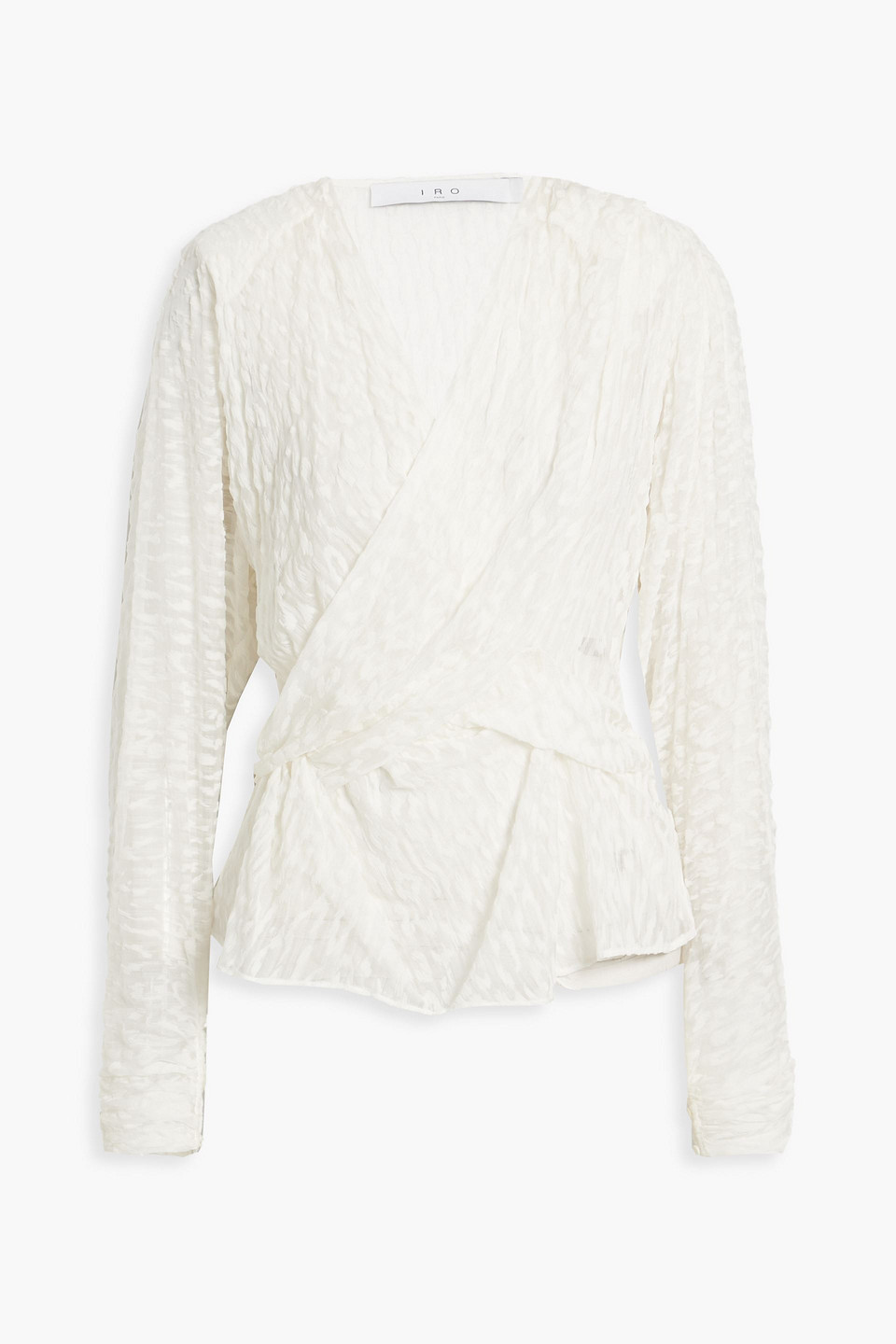 IRO Leny wrap-effect devoré silk-chiffon blouse