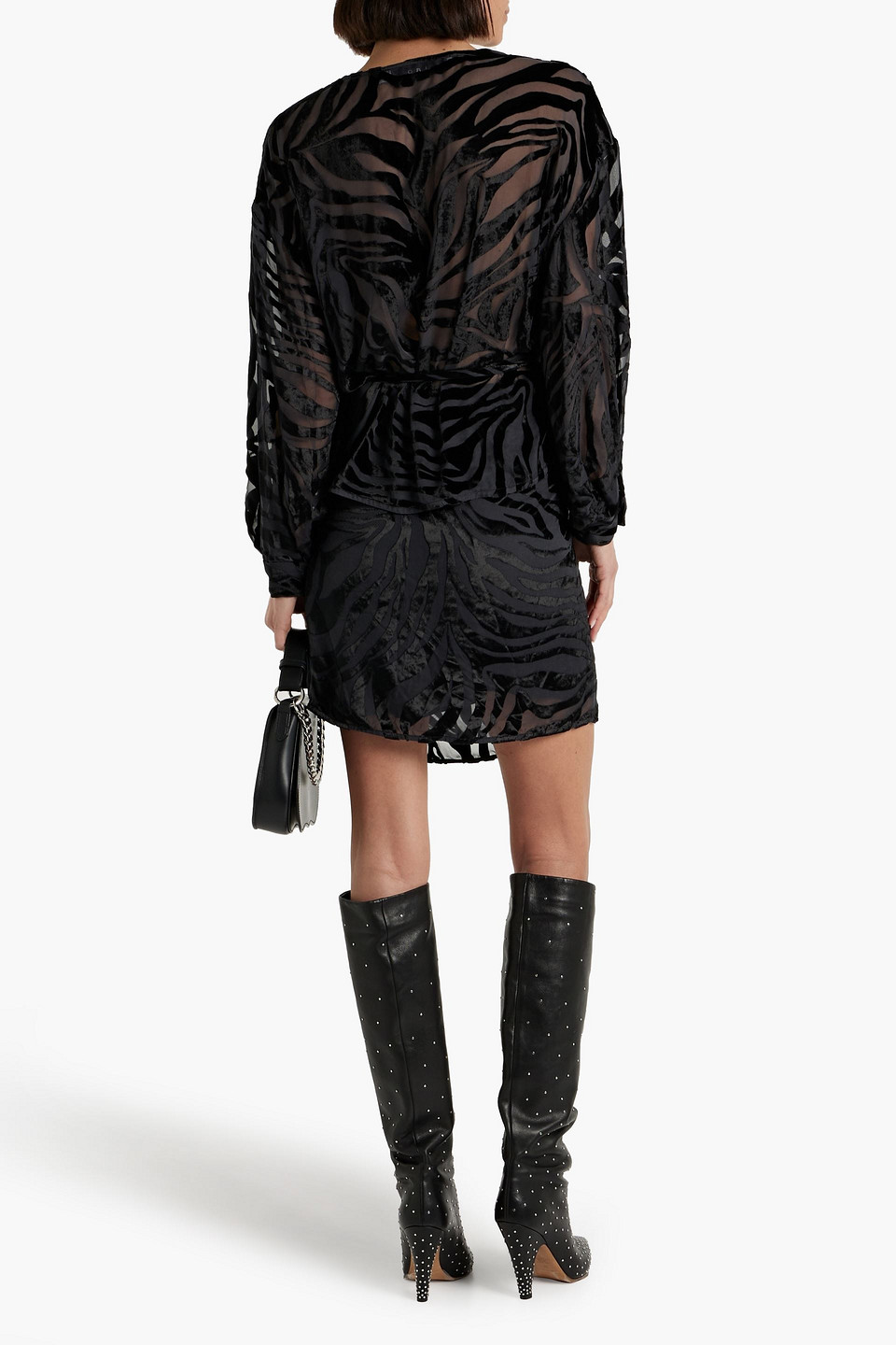 Iro Nurat Devoré-velvet Wrap Blouse In Black